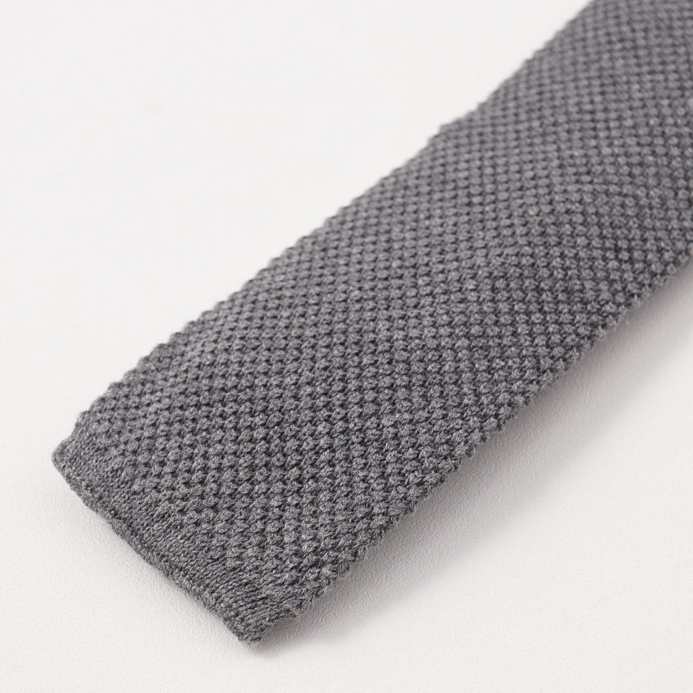 Brunello Cucinelli Medium Gray Cotton Knit Tie for Men - Premium Slim Necktie for Business, Wedding & Formal Occasions