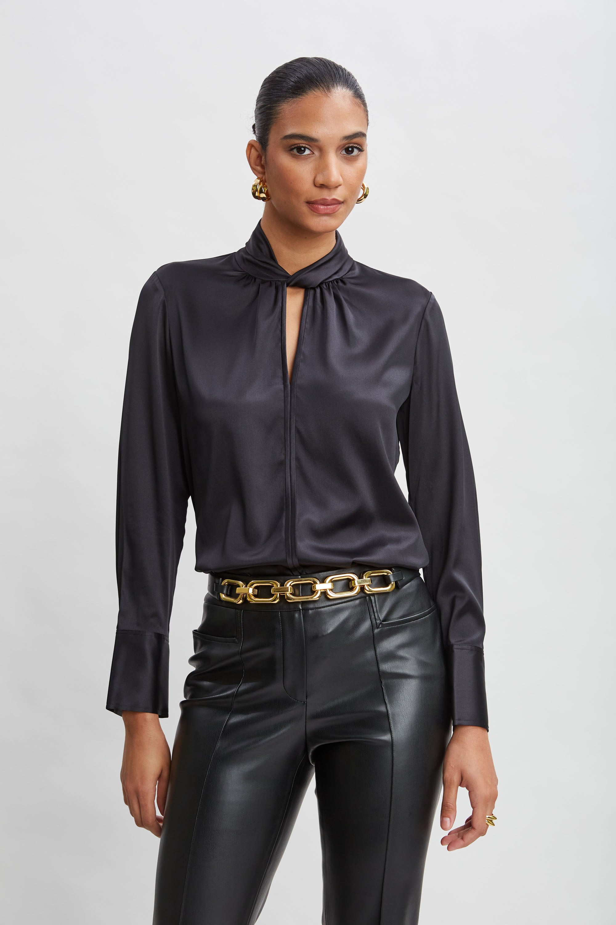 Silk Twist Neck Blouse for Women - Elegant & Comfortable Silk Top for Work, Party & Casual Wear