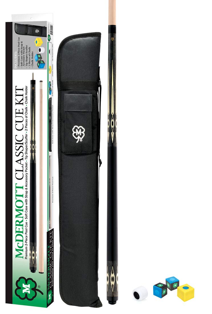 McDermott Classic Pool Cue Kit - 18oz Dark Gray Professional Billiard Stick for Pool Halls & Home Game Rooms | Perfect for Beginners & Advanced Players