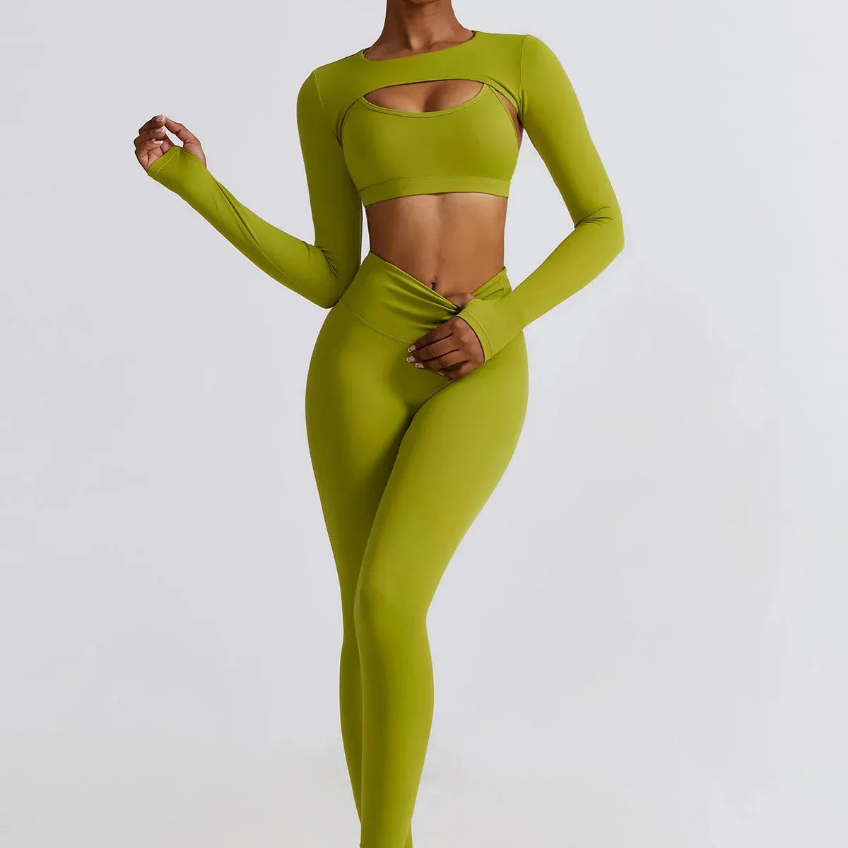 2/3PC Women's Seamless Yoga Set - Long Sleeve Workout Tops & High Waist Leggings - Gym Fitness Sportswear for Running, Yoga & Lounge Wear