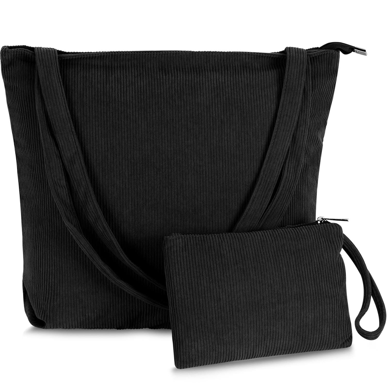 COSHONWOL Women's Corduroy Tote Bag with Zipper - Large Shoulder Hobo Handbag for Casual, Shopping & Work | Durable & Stylish Purse for Everyday Use, Office & Travel