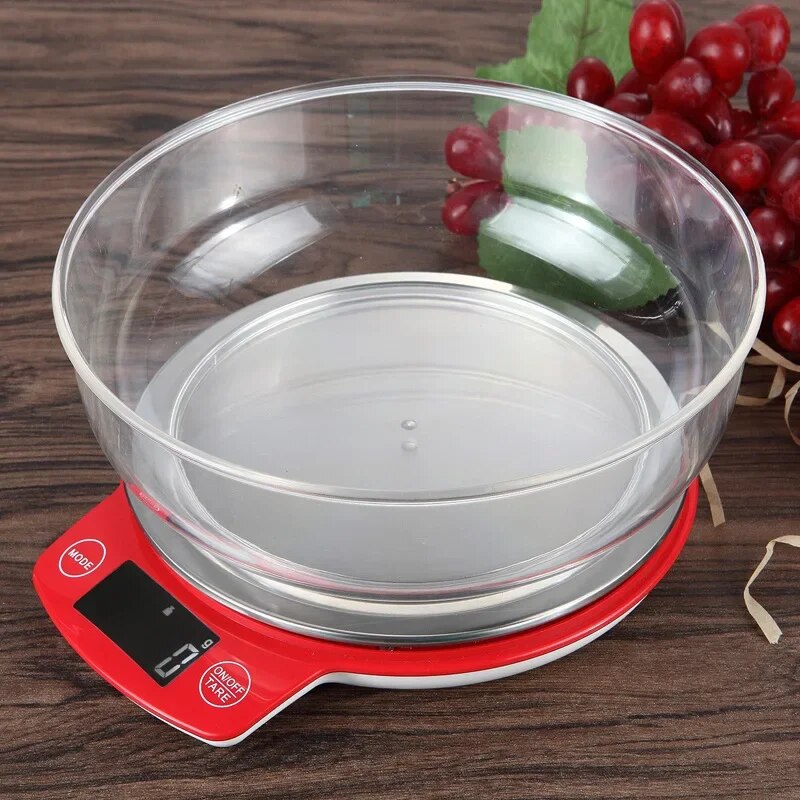 ANYCO Anygleam Digital Stainless Steel Kitchen Scale - 3kg/6.6lb Capacity, Precision Food Scale for Baking, Cooking & Portion Control - Compact Round Design in Red (Ideal for Home Kitchen & Professional Use)