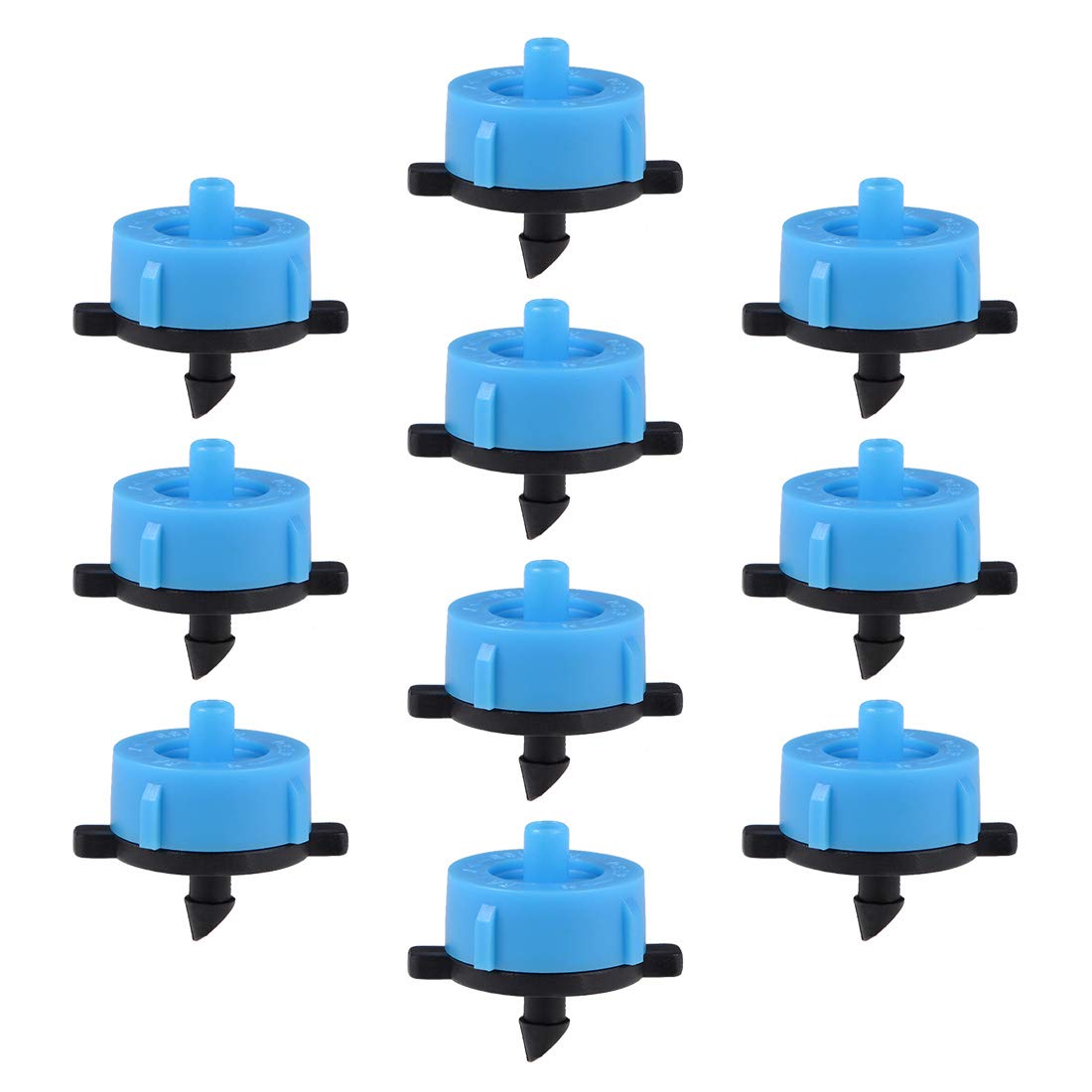 Pressure Compensating Dripper 4GPH 16L/H - 30pcs Garden Drip Irrigation Emitters with Barbed Hose Connector (Black & Blue) - Ideal for Lawn, Flower Beds & Vegetable Gardens