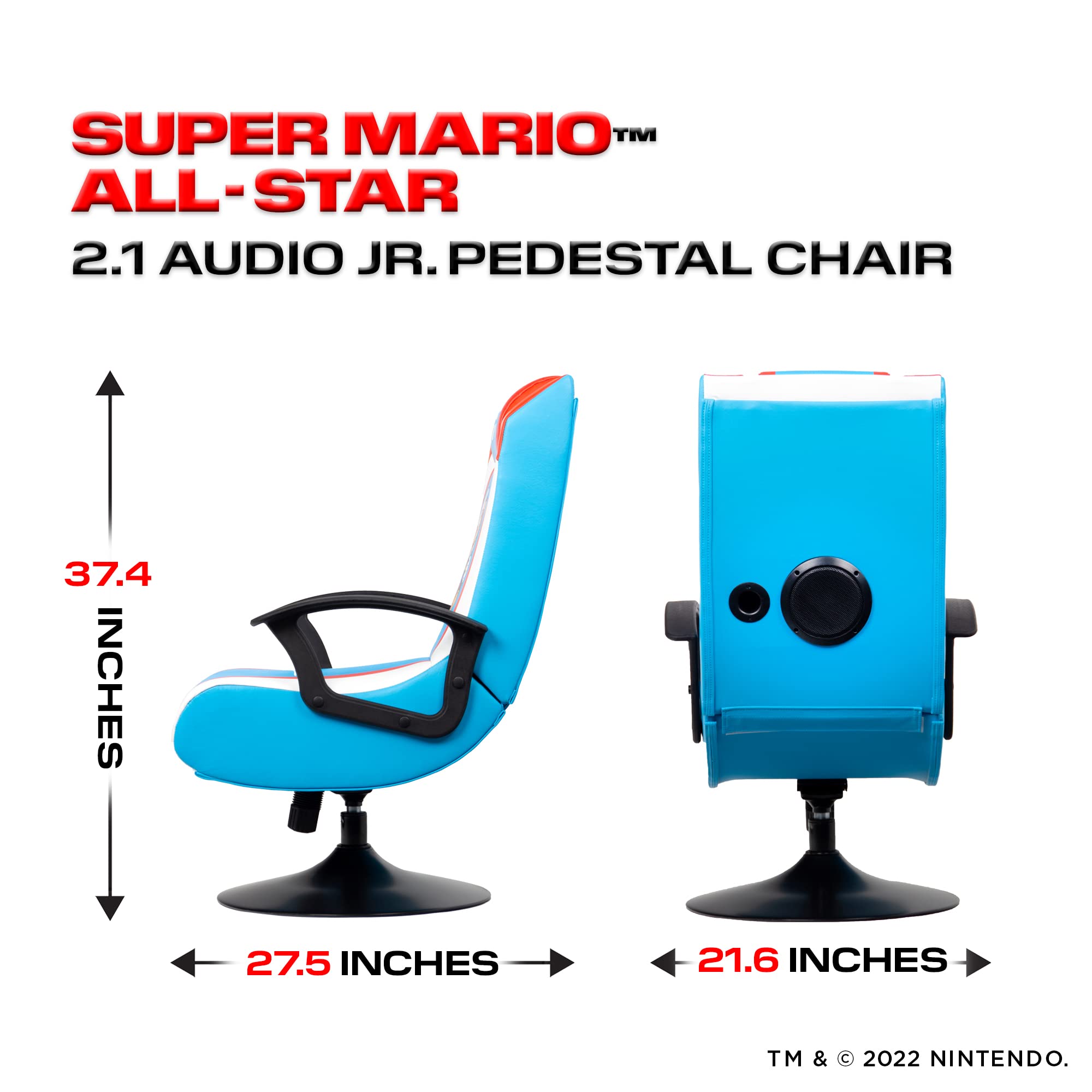 X Rocker Nintendo Video Gaming Chair for Kids 5-17 - Ergonomic Floor Rocker with Mario, Bowser, Peach, Luigi & Yoshi Designs - Perfect Gaming Gift for Teens, Boys & Girls - Ideal for Bedrooms, Game Rooms & Birthday Presents