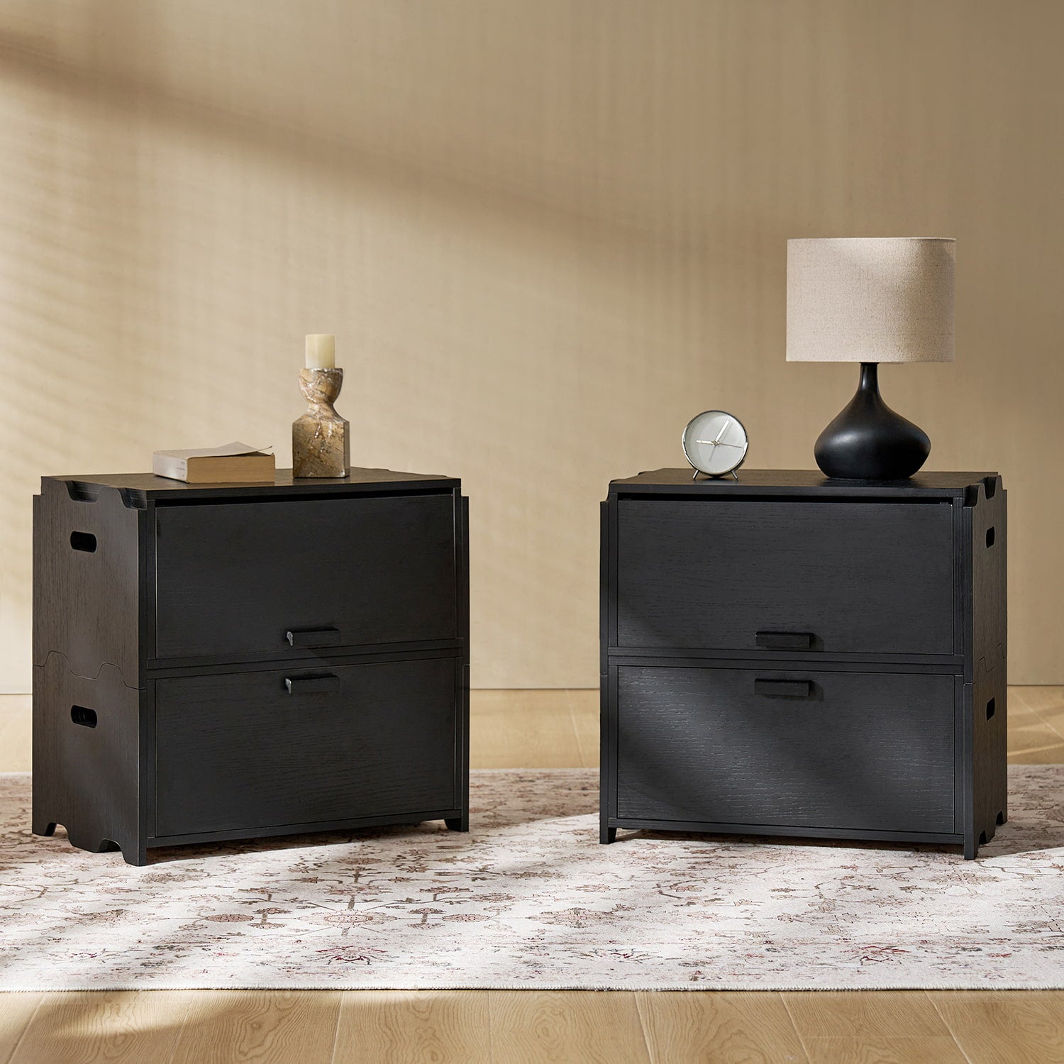 Modular Stackable Storage Drawers Nightstand with Flexible Organization - Hagen Space-Saving Bedside Organizer for Bedroom, Office & Dorm Room