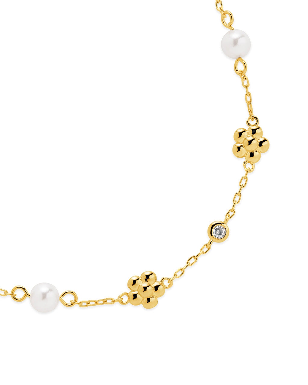 June Pearl & Flower Charm Anklet - Elegant Summer Ankle Bracelet for Women, Boho Beach Jewelry, Perfect for Vacation, Wedding, and Festival Accessories