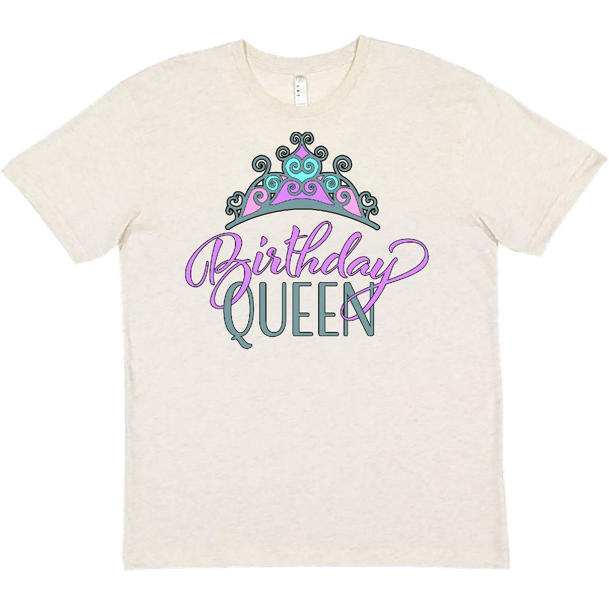 Inktastic Birthday Queen with Pink and Purple Tiara T-Shirt - Women's Funny Birthday Party Tee - Perfect for Birthday Celebrations, Girls Night Out & Special Occasions