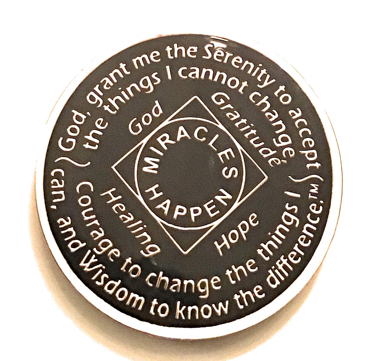 2 Year NA Bling Medallion - Black Chip Recovery Token with Crystals for AA Meetings & Sobriety Gifts