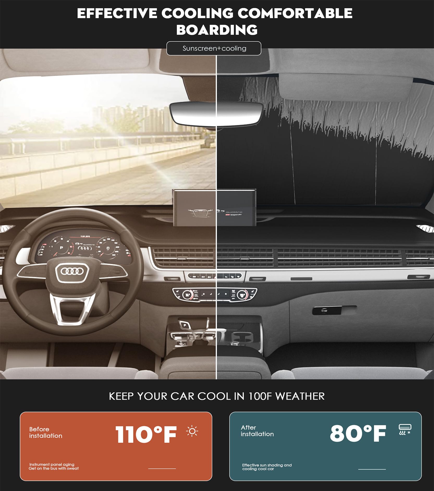 2021-2025 Kia Sorento Windshield Sun Shade - Thick 6-Layer UV Protection Sunshade, Accordion Fold Car Sun Shield for Summer Heat - Perfect for Parking, Road Trips & Daily Commute