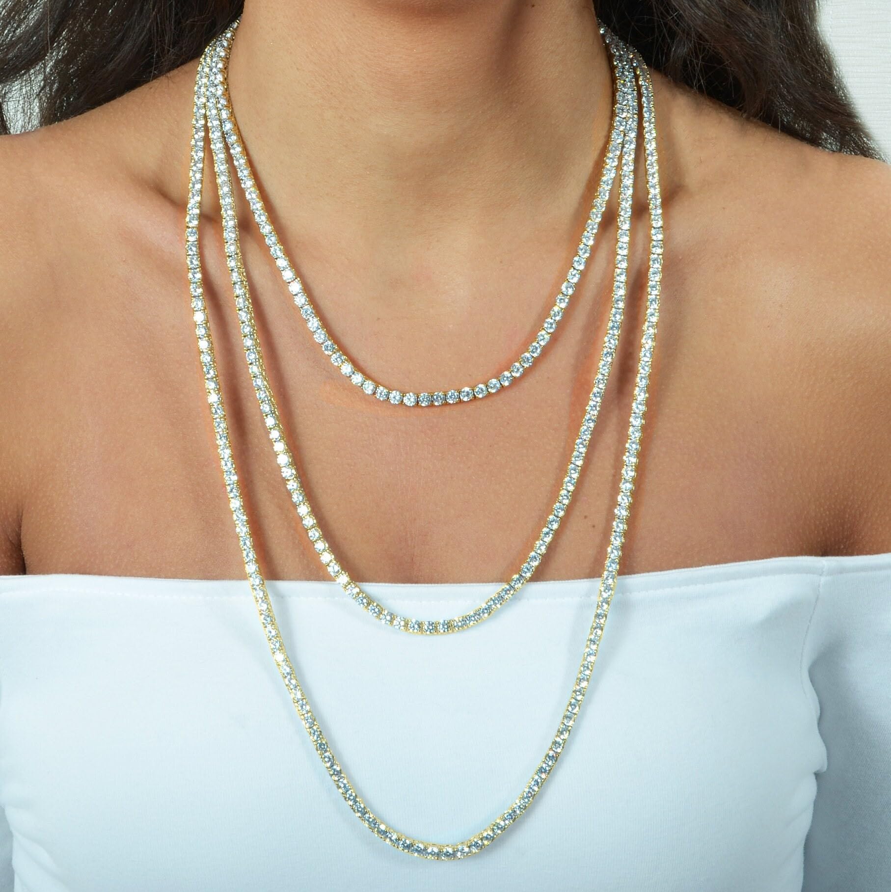 4.59-112.00CT Moissanite Tennis Necklace for Women - D Color VVS1 Round Cut Diamond Alternative - 14k White Gold Plated 925 Sterling Silver Jewelry Gift (2-6.5mm) | Perfect for Weddings, Anniversaries & Special Occasions