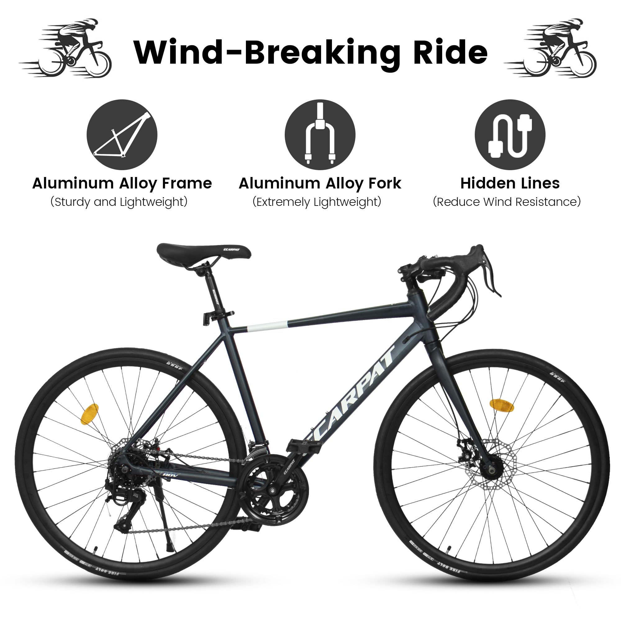 700C Hybrid Road Bike for Men & Women - 16/21/24 Speed Aluminum/Steel Frame Commuter Bike - Perfect for City Riding, School & Work Commutes - Great Christmas & New Year Gift for Cyclists