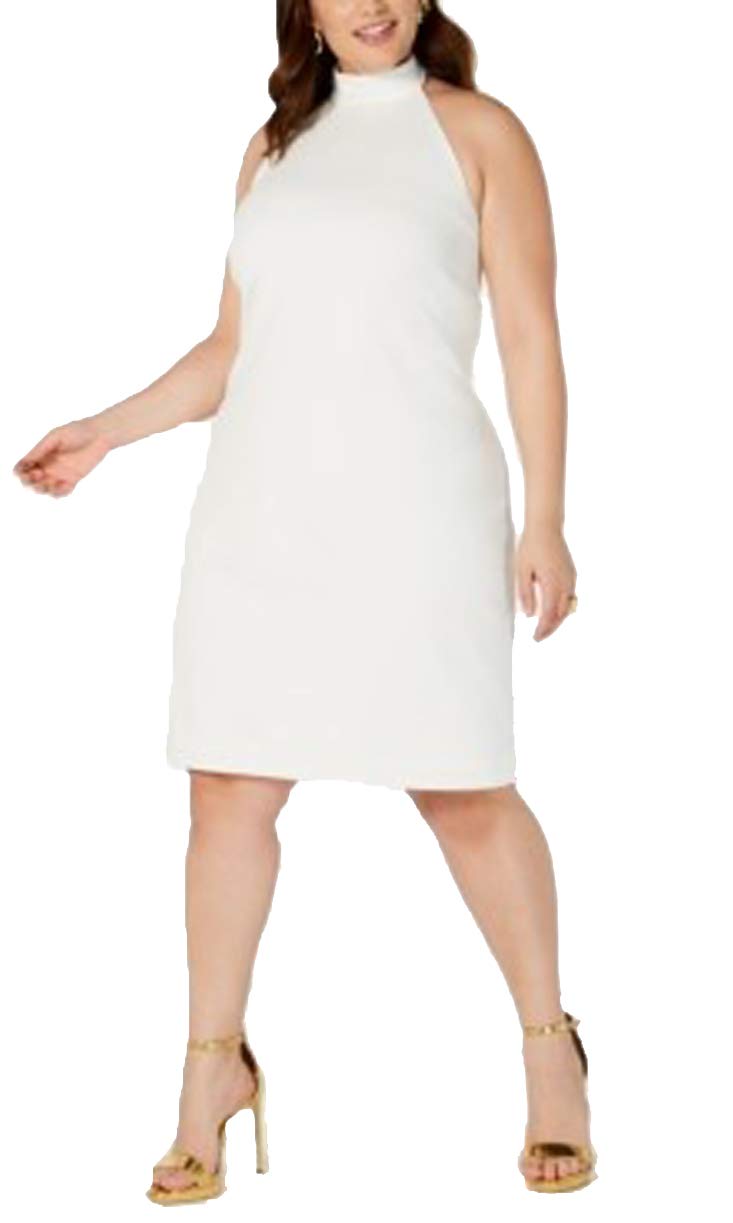 Trendy Plus Size Halter Sheath Dress for Women - Off White Size 20 | Flattering Formal & Cocktail Party Attire | Wedding Guest & Evening Wear
