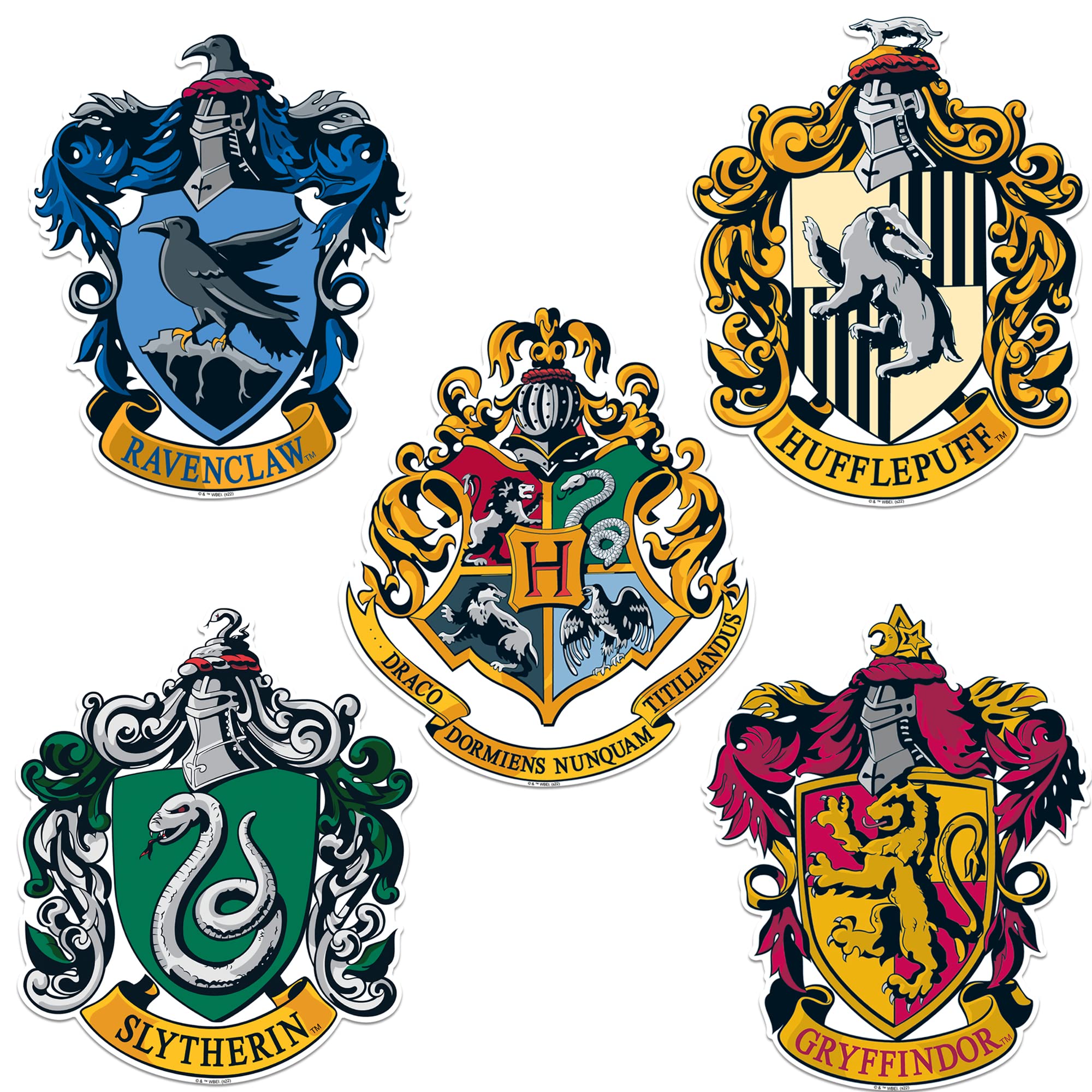 Harry Potter House Crests Sticker Pack - 50 Die Cut Vinyl Decals for Laptop, Water Bottle, Scrapbook, Tablet, Skateboard - Hogwarts Gryffindor, Slytherin, Ravenclaw, Hufflepuff Stickers - Indoor & Outdoor Use for DIY Crafts, School Supplies, and Fan Gifts