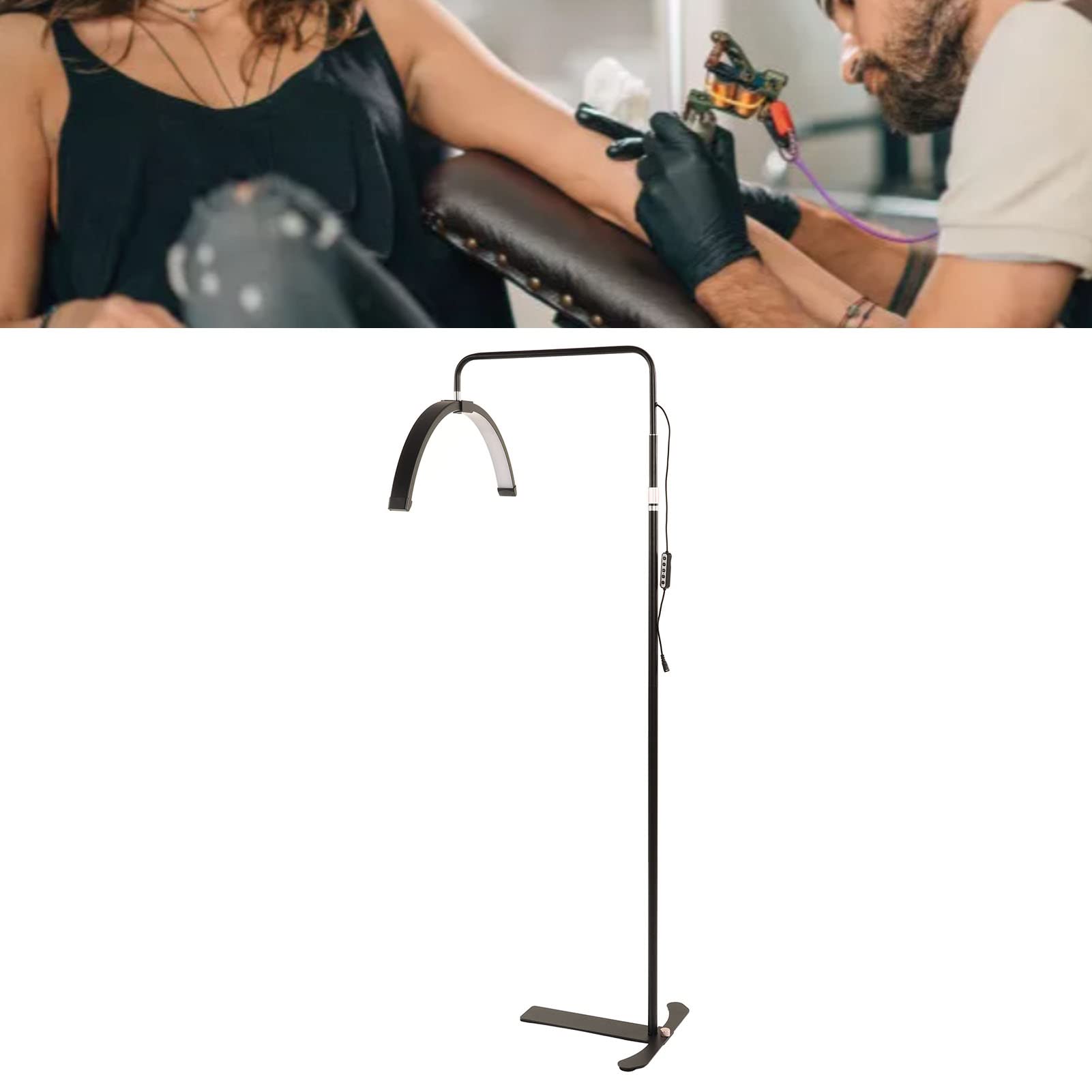 EXCLUZO Eyelash LED Floor Light - Adjustable Brightness Half Moon Lamp for Lash Extensions, Eyebrow & Tattoo Artists | Warm Lighting for Beauty Salons, Home Spa & Professional Makeup Studios