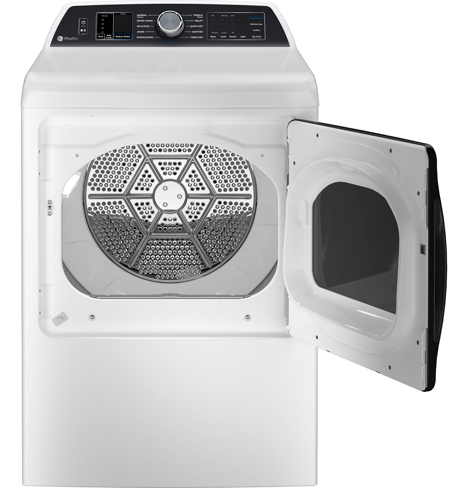 GE Profile PTD70EBMTWS 7.4 Cu. Ft White Electric Dryer with Sanitize Cycle - Perfect for Large Families & Allergy Sufferers | Fast Drying & Hygienic Laundry Solution
