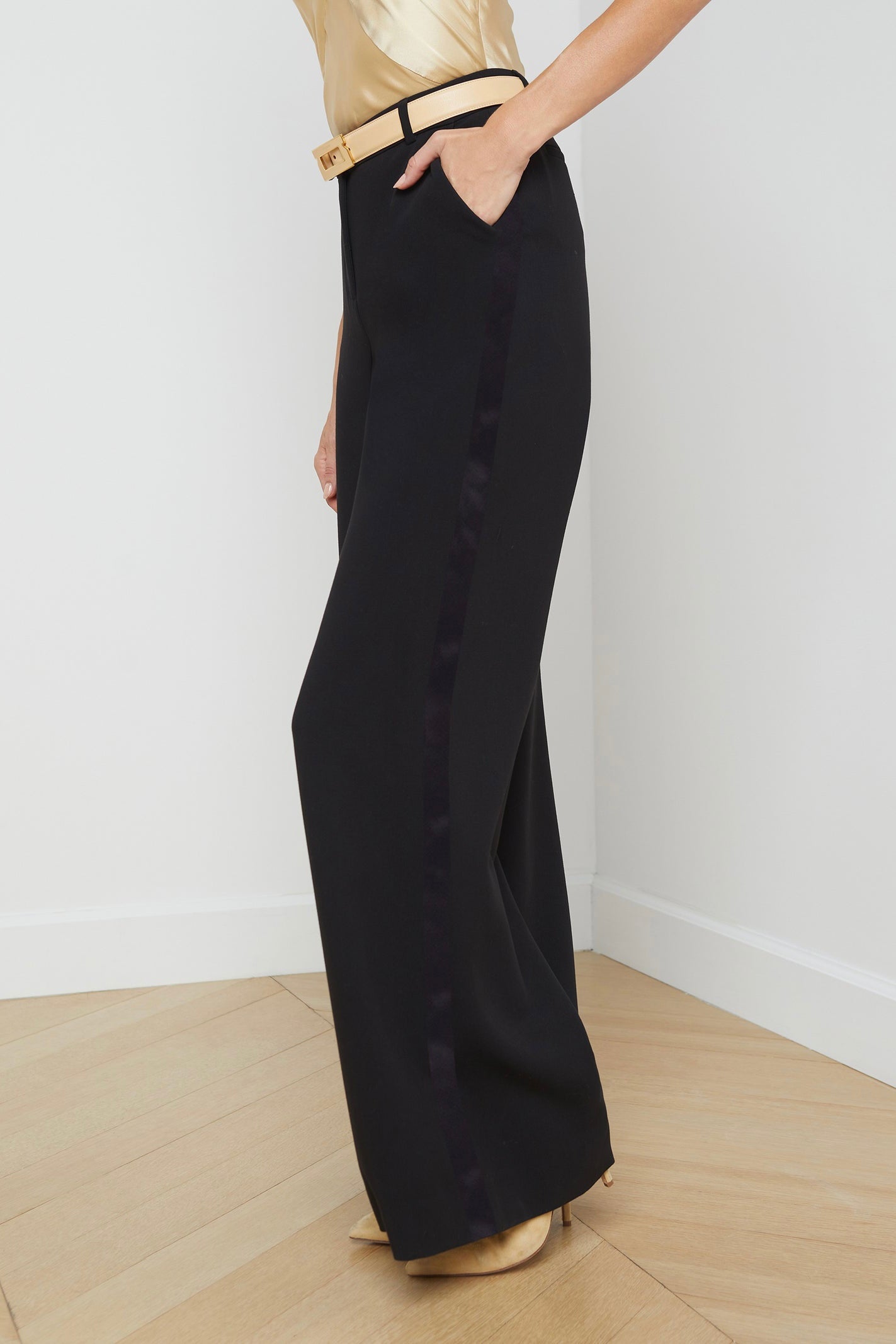 L'Agence Livvy Women's Tuxedo Pants - Slim Fit Formal Dress Pants for Work, Office & Evening Events | High Waist Tailored Trousers for Business Professional & Special Occasions