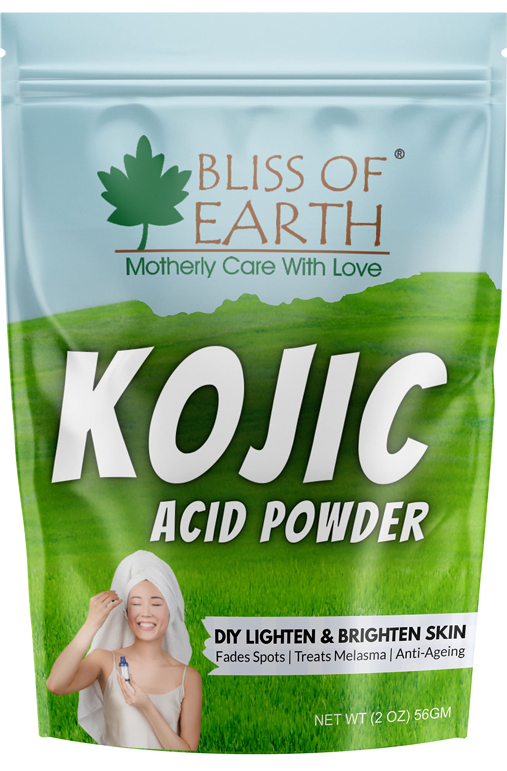 Bliss of Earth Korean Kojic Acid Dipalmitate Powder 56g - Skin Brightening, Soap Making & DIY Cosmetics - Natural Skin Whitening Solution for Even Tone & Dark Spot Reduction | Perfect for Homemade Soaps, Lotions & Skincare Products