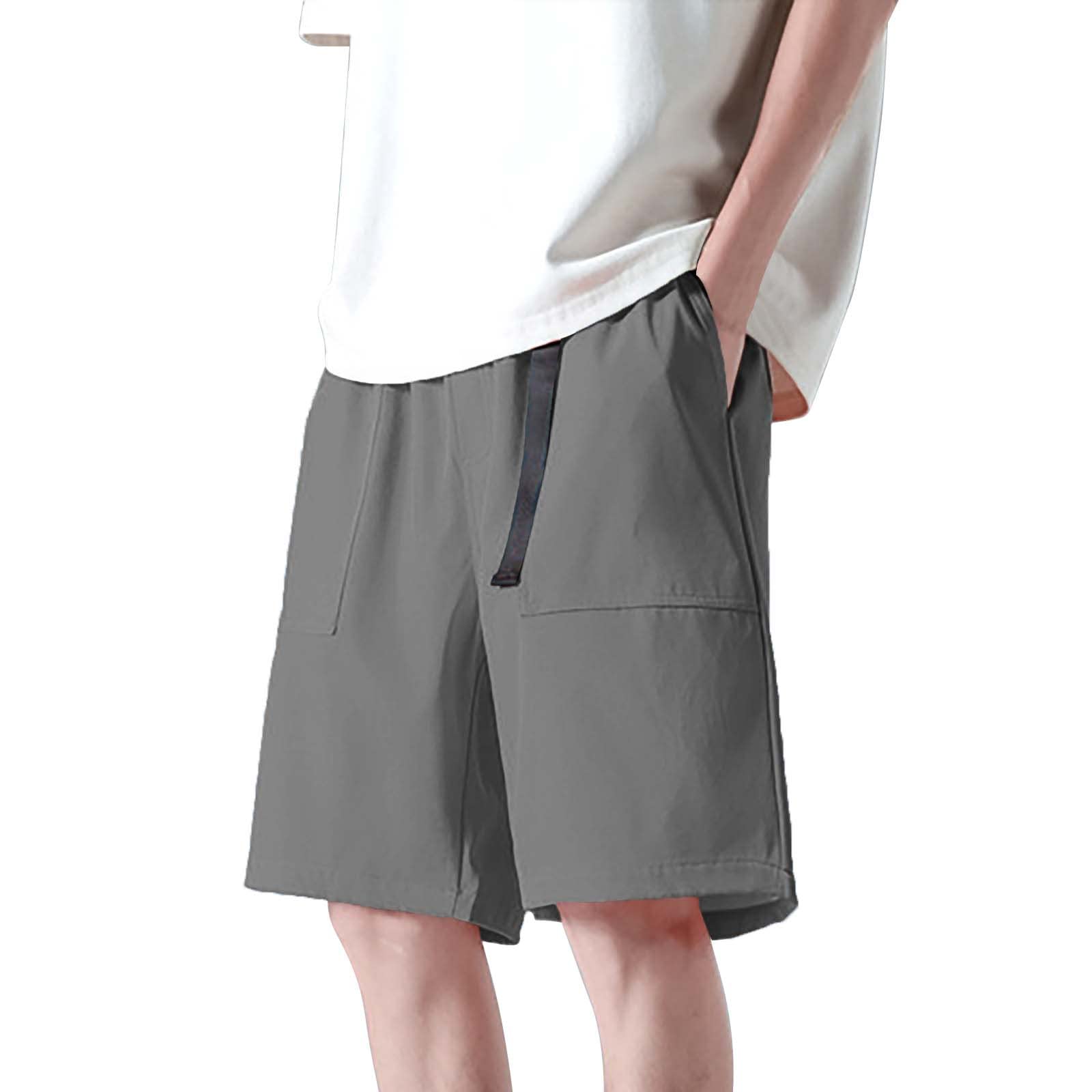 **Men's Casual Summer Cotton Shorts - Big & Tall Stretch Waist, Gym Workout Running Shorts for Travel & Outdoor Activities**