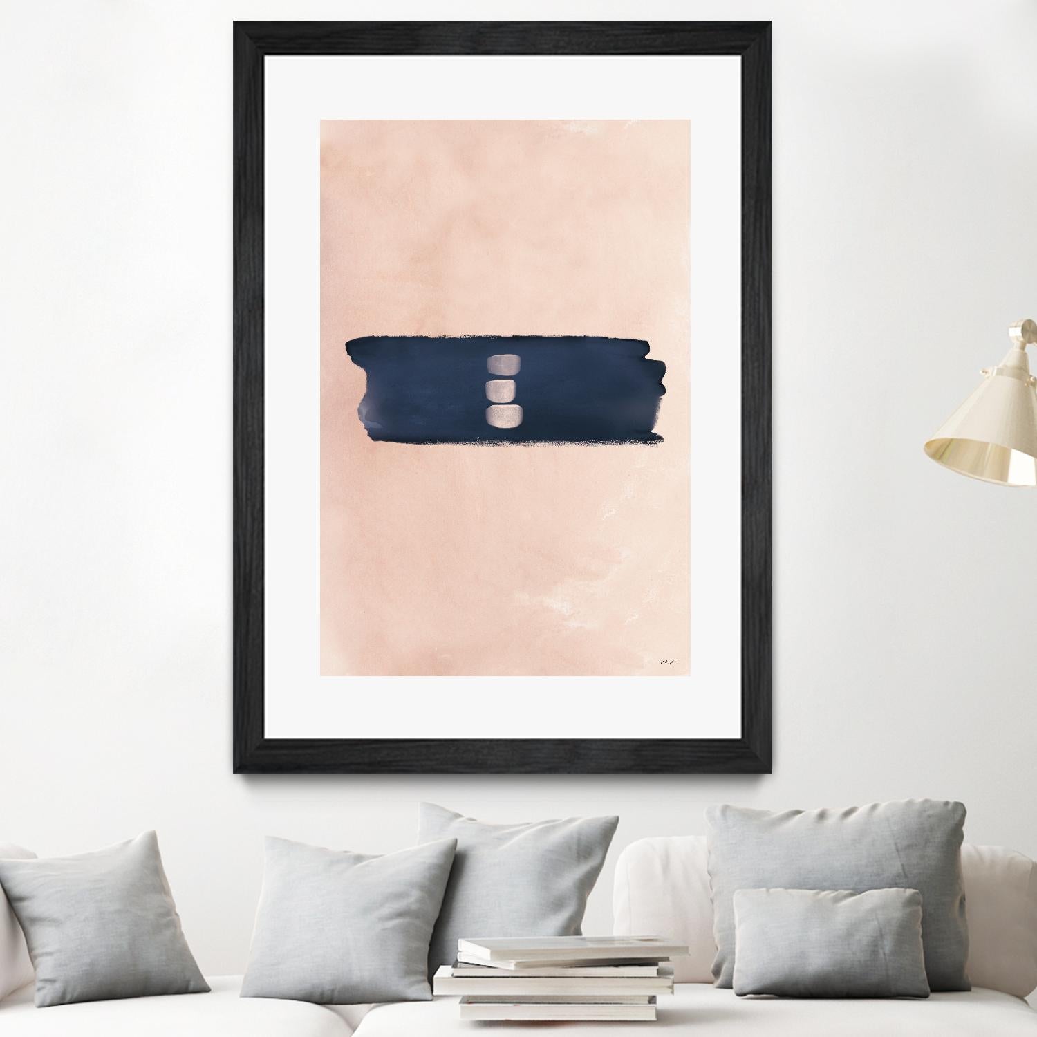Blush & Navy Shapes II - Modern Abstract Wall Art for Living Room, Bedroom & Office Decor | Contemporary Art Study & Home Styling