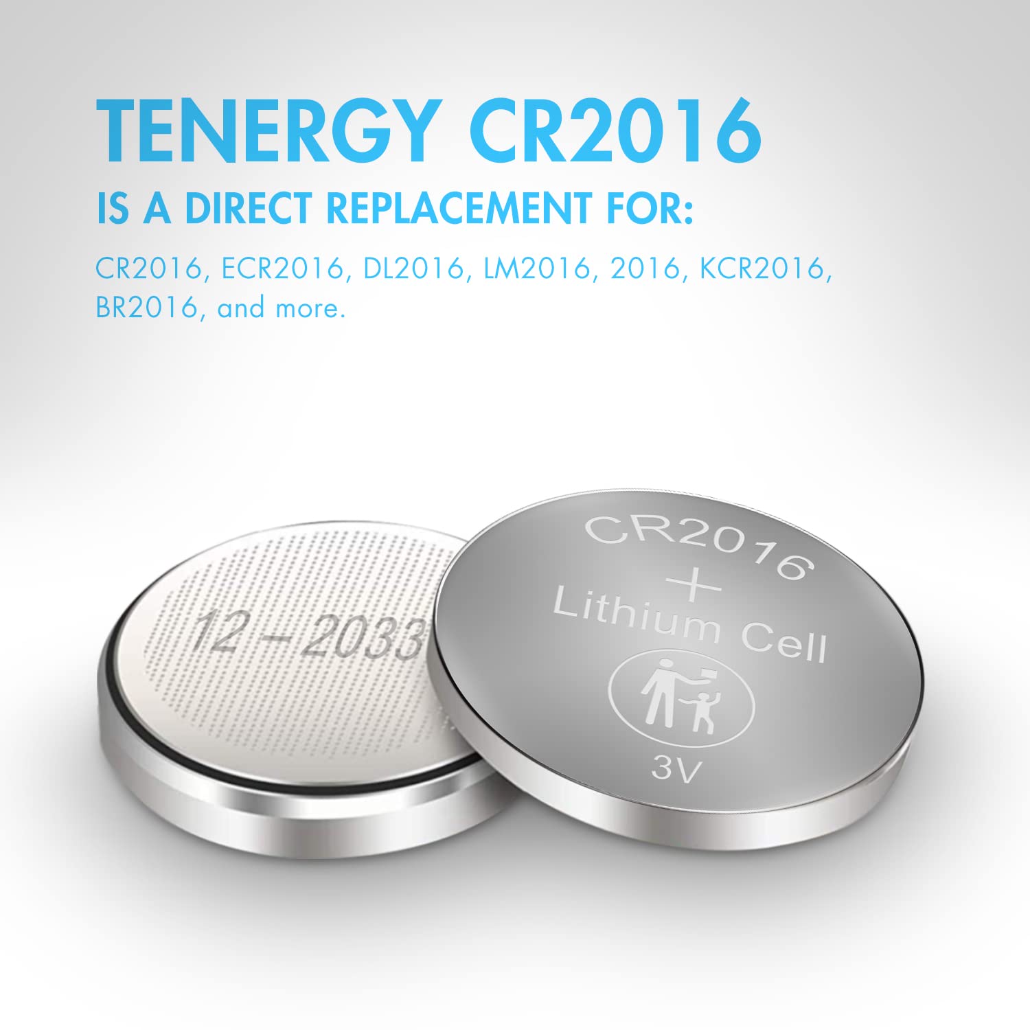 Tenergy CR2016 3V Lithium Battery - 5 Pack for Watches, Key Fobs, Calculators, Medical Devices | Long-Lasting Power for Home, Office & Healthcare Use