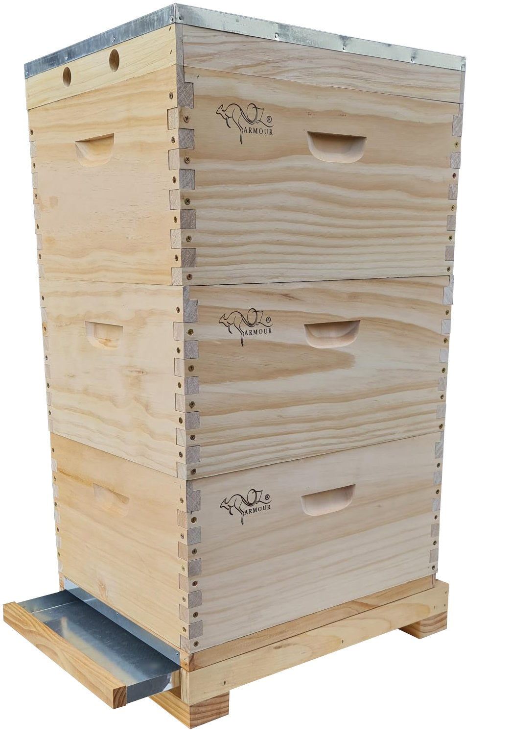 OZ ARMOUR 3-Level Beehive with Mesh Bottom Board - Flat Pack Beekeeping Kit for Honey Production & Pollination