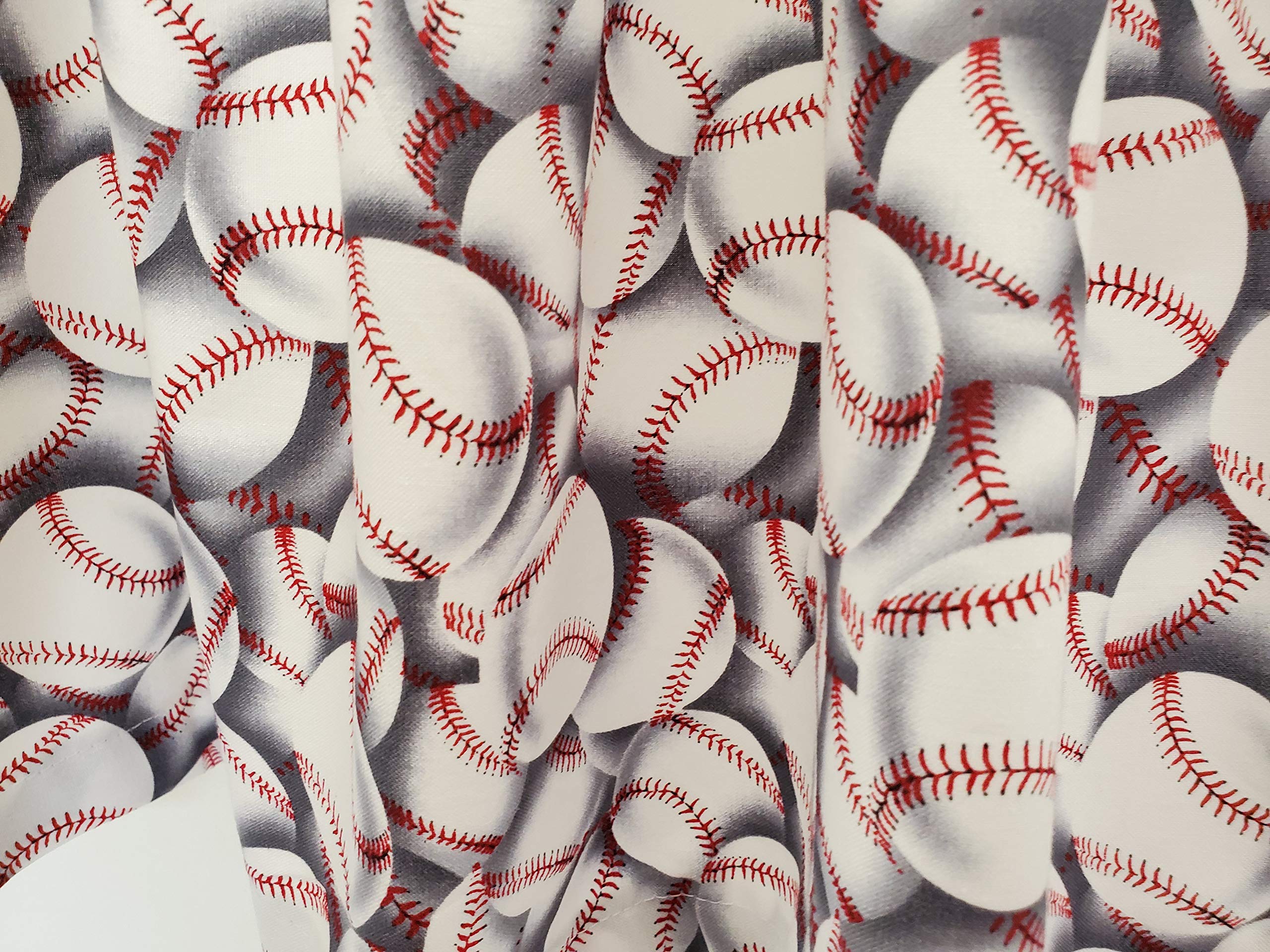 Baseball Themed Valance Curtains for Windows - Gray Background Sports Decor for Kids Bedroom & Game Room
