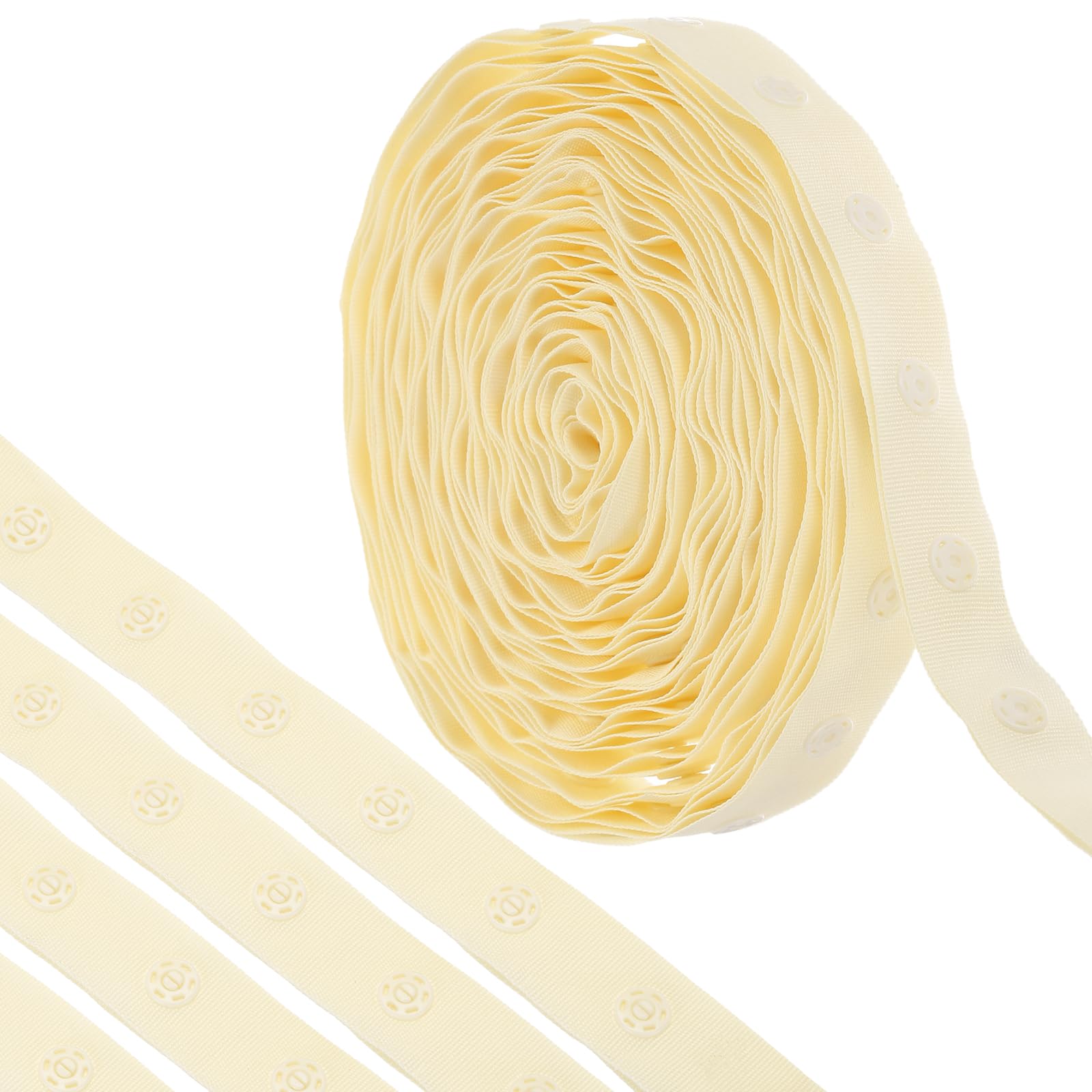 MECCANIXITY 6 Yard Cotton Snap Button Tape for Sewing - Heavy Duty Fastener Trim for DIY Clothing, Fabric Crafts & Home Decor (Beige) | Perfect for Jackets, Bags, Baby Clothes & Quilting Projects