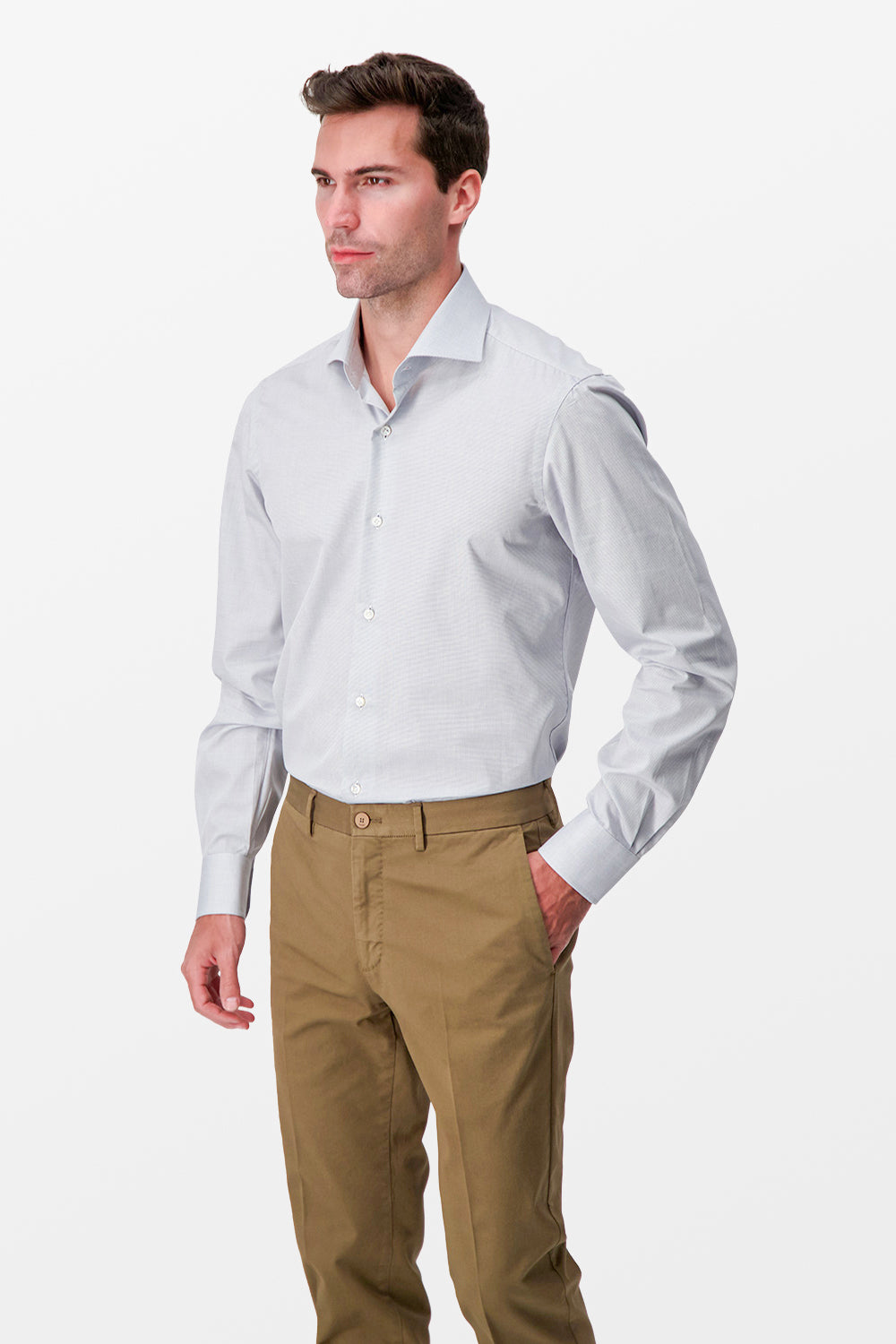 Barba Napoli Grey Classic Men's Dress Shirt - Premium Italian Cotton for Business & Formal Occasions