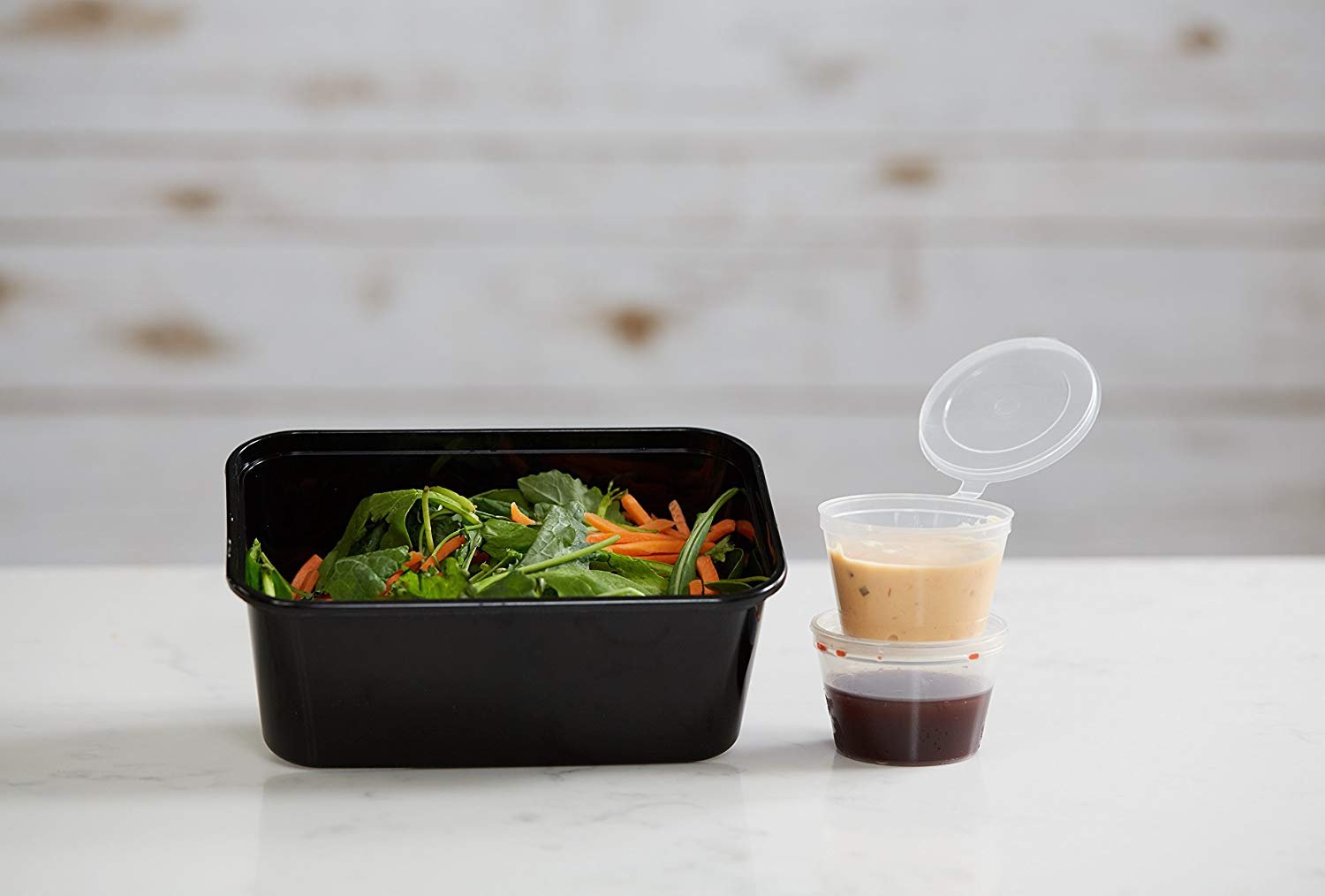 50-Pack 1 oz & 1.5 oz Clear Plastic Disposable Sauce Cups with Lids - Small Food Storage Containers for Condiments, Dressings, Snacks & Party Serving