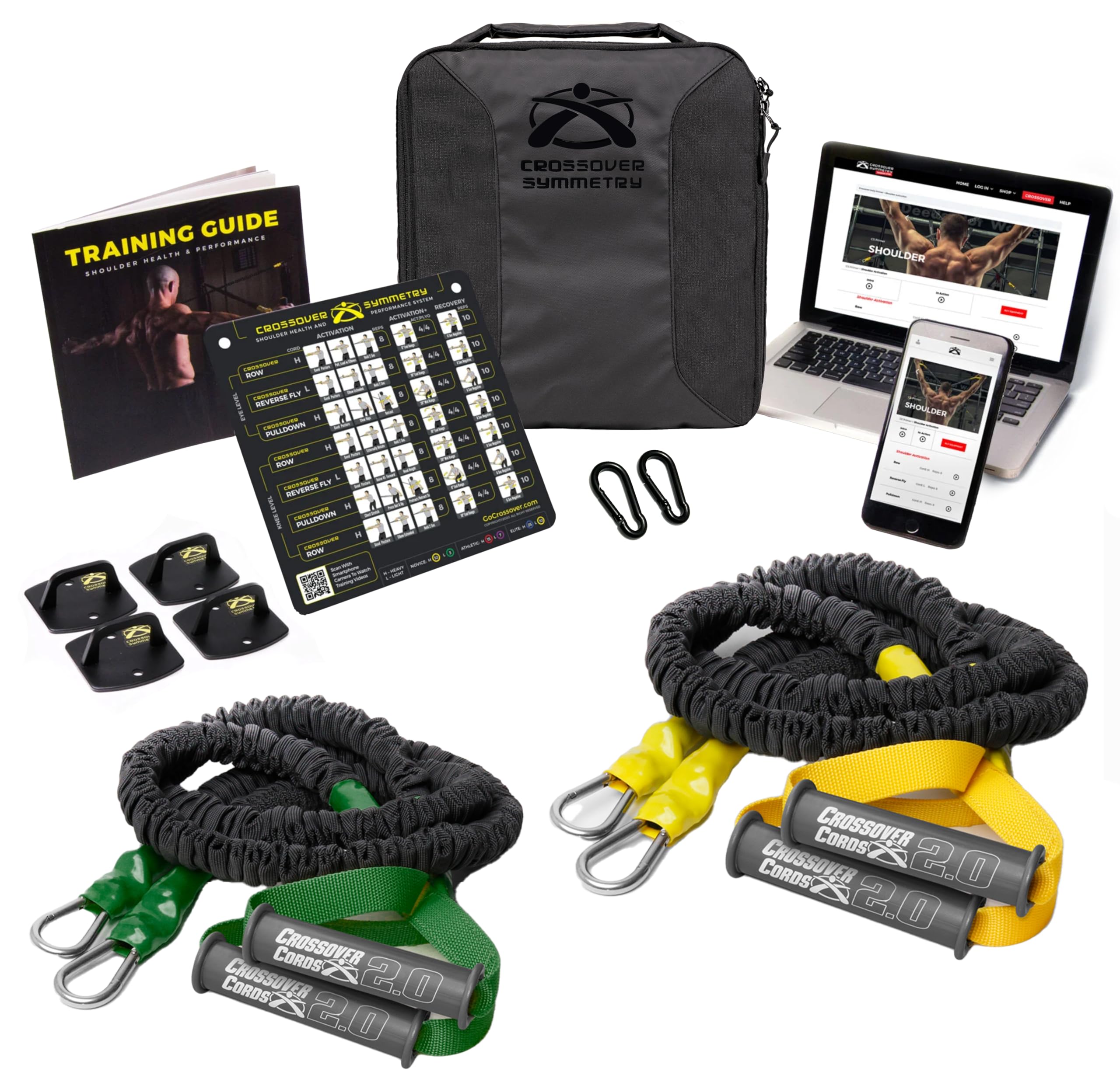 Crossover Symmetry Shoulder System with 2 Resistance Bands - Rotator Cuff Rehab & Strength Training Kit | Includes Exercise Guide, Workout Chart & Online Videos | Perfect for Home Gym, Physical Therapy & Athletic Performance Training