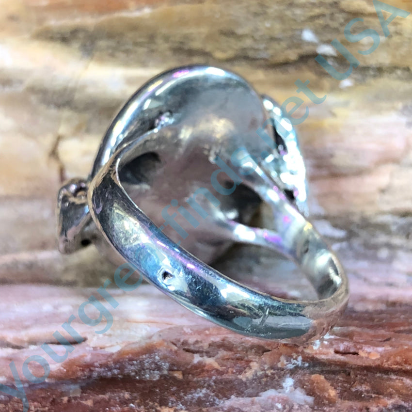 Sterling Silver Double Leaf Spider Web Turquoise Ring - Size 10 - Boho Chic Jewelry for Women - Perfect for Halloween, Gothic Fashion & Everyday Wear
