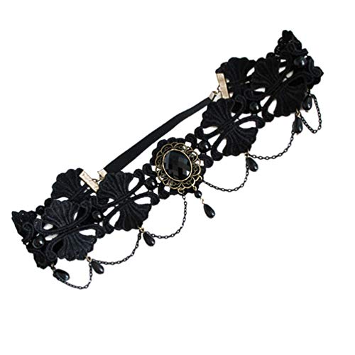 Gothic Crystal Forehead Chain Headband for Women - Black Gothic Hair Accessories | Halloween Party, Witch Costume, Gothic Fashion Accessory | Elegant Headwear for Concerts, Cosplay & Special Events