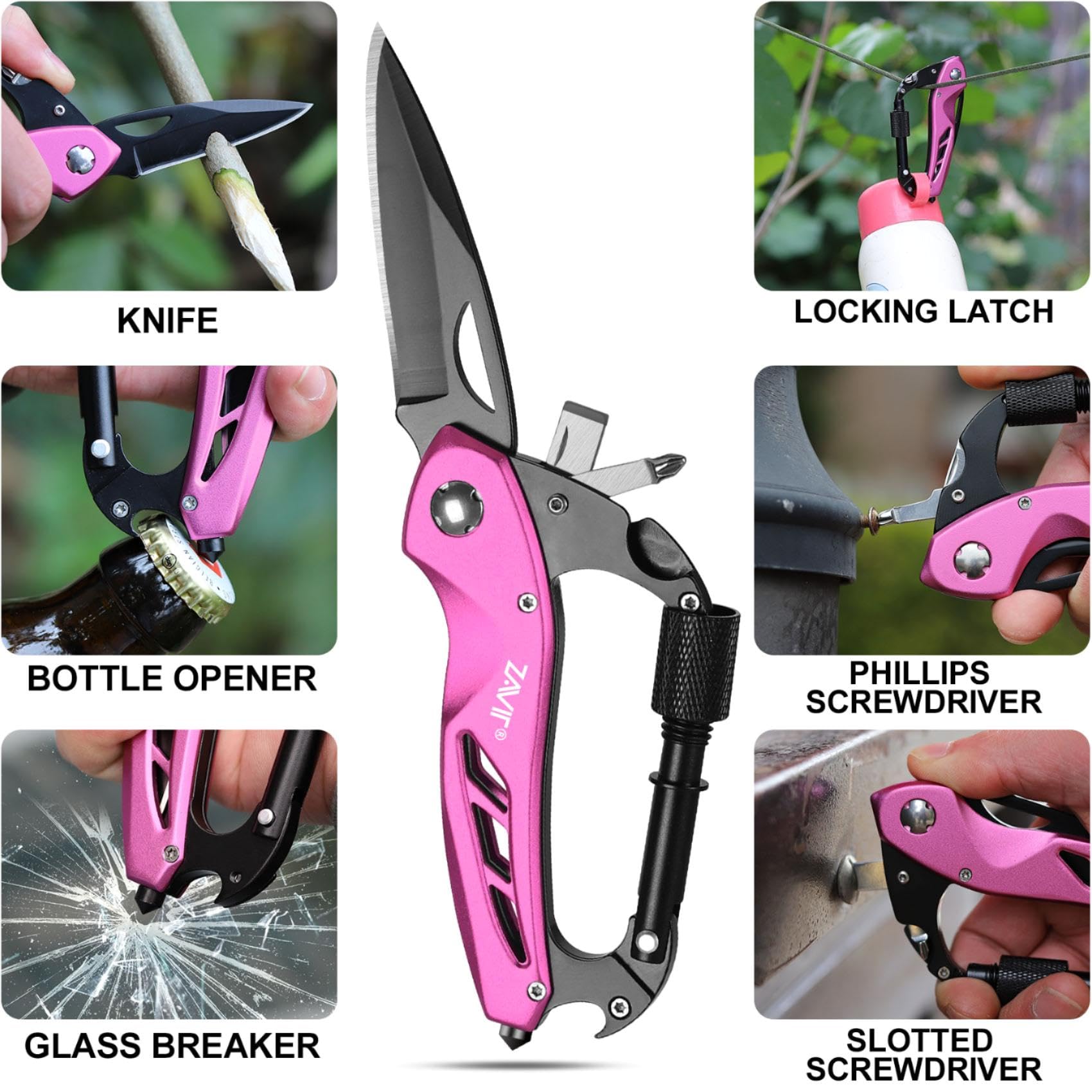 Pink Multitool for Women - Unique Gift for Mom, Wife, Girlfriend | Christmas, Mother's Day, Valentine's Birthday Present | Cool Gadgets & Stocking Stuffers | Perfect for Home, Office & Outdoor Use