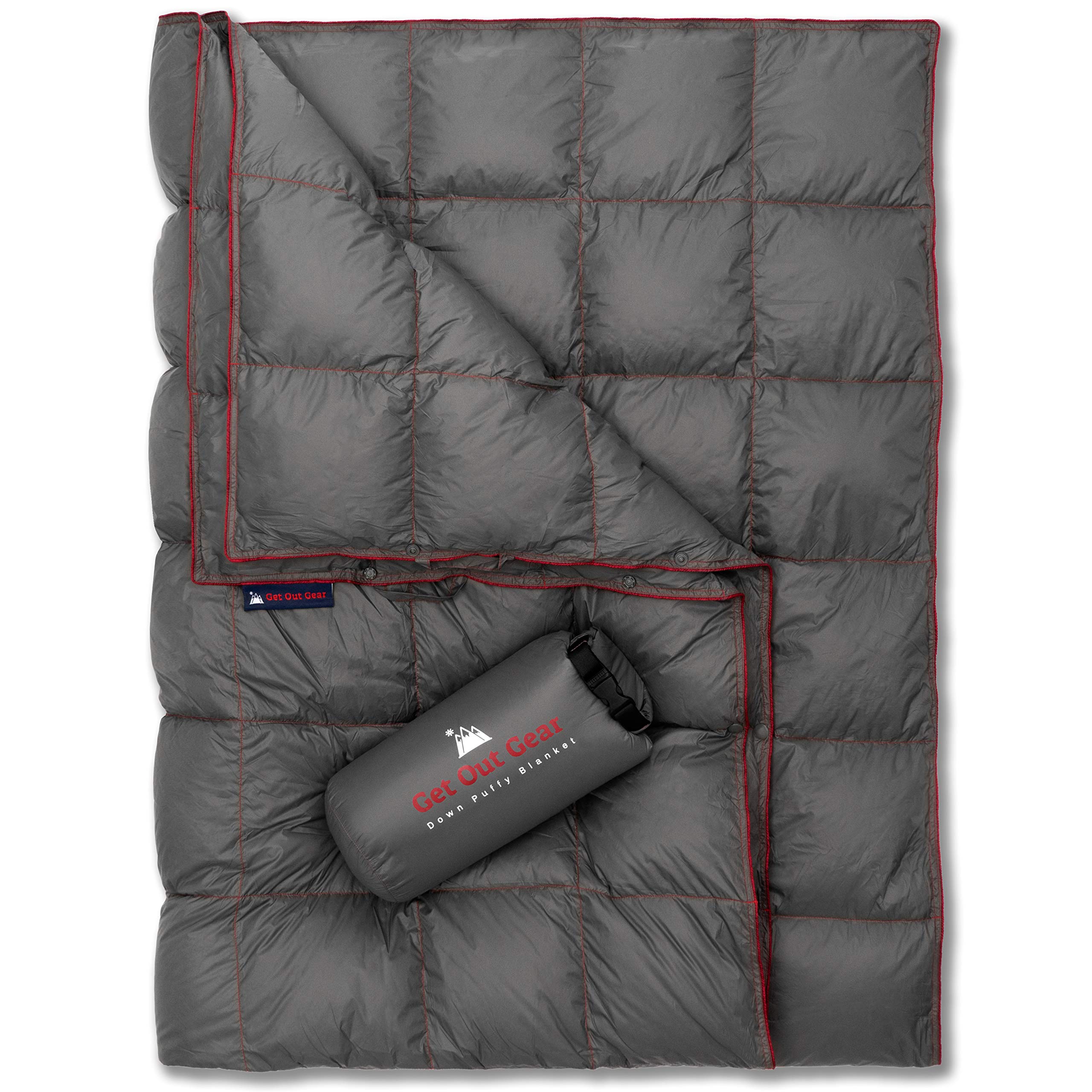 Premium Down Camping Blanket - Olive & Gray Bundle - Ultra Lightweight, Packable & Warm 650 Fill Power Water-Resistant Quilt for Outdoor Adventures, Hiking, Backpacking, Travel & Picnics | Cozy Home Use & Emergency Survival Gear