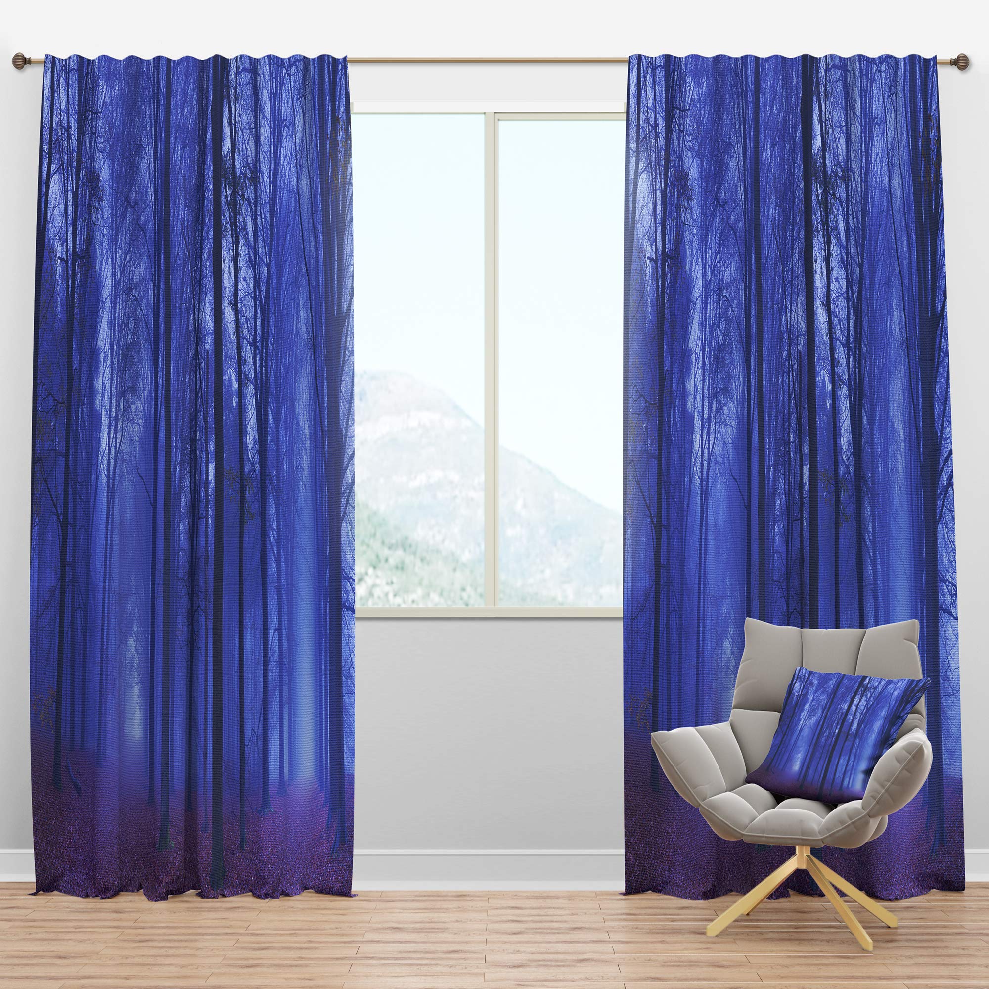 Blackout Curtains 'Two Paths in Foggy Blue Forest' - Thermal Insulated Single Panel (52x108) for Bedroom & Living Room - Perfect for Light Blocking, Privacy & Energy Efficiency