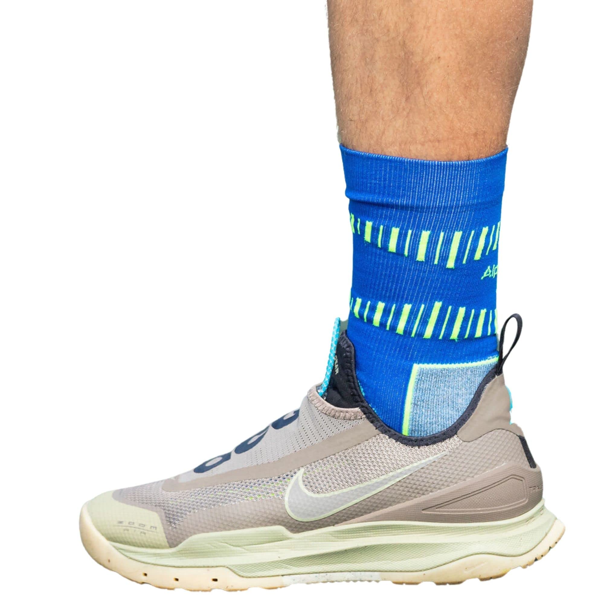 Premium Alpaca Hiking Socks for Men - Moisture Wicking, Comfort Control Mid Crew Socks (Blue, Large) - Perfect for Outdoor Adventures, Camping & Trail Running - Size Women 10-12 / Men 9-11