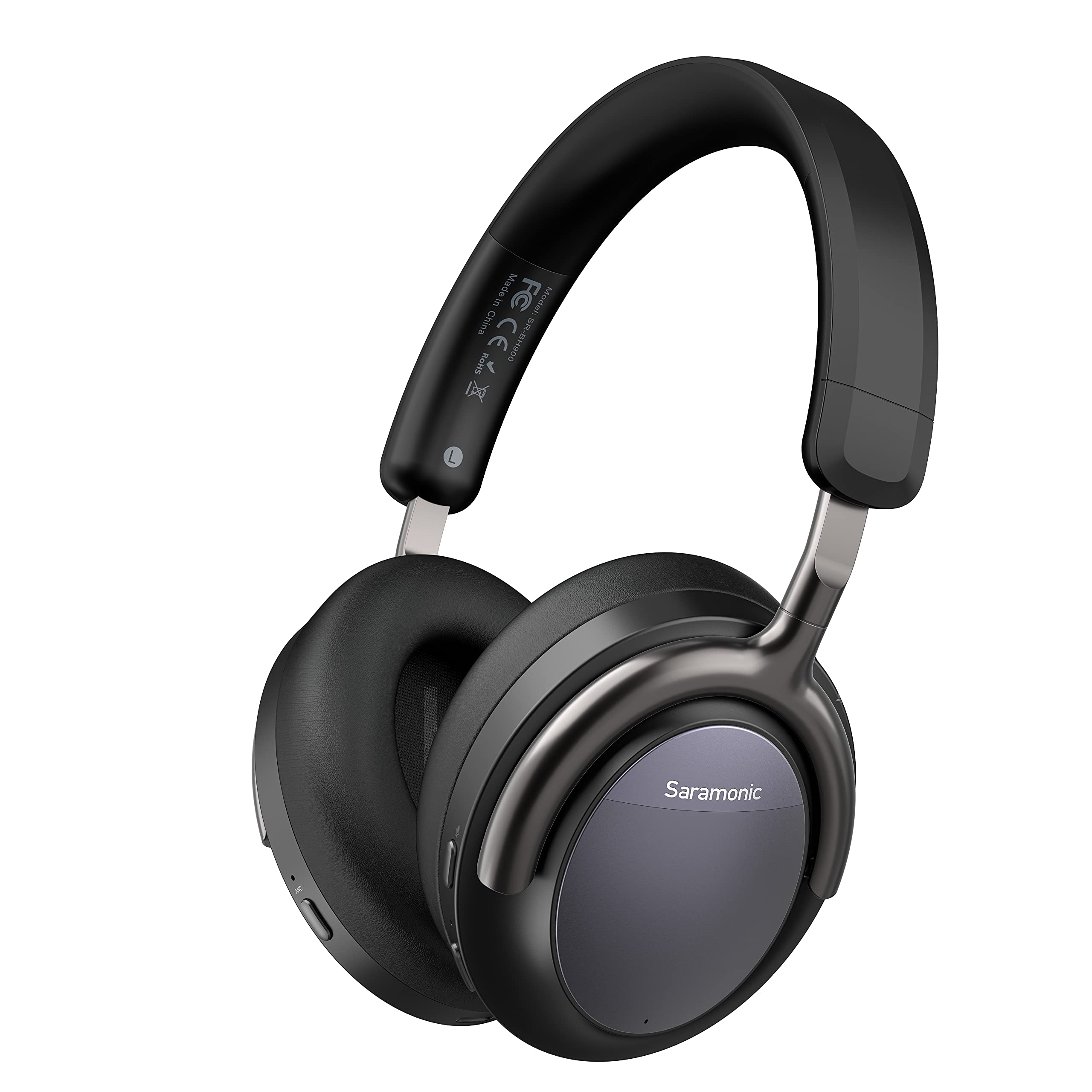 Saramonic SR-BH900 Wireless Bluetooth 5.0 Over-Ear Headphones with Active Noise Cancelling (ANC), 40mm Drivers & Leather Earpads - Perfect for Travel, Office Work & Music Listening (Black)