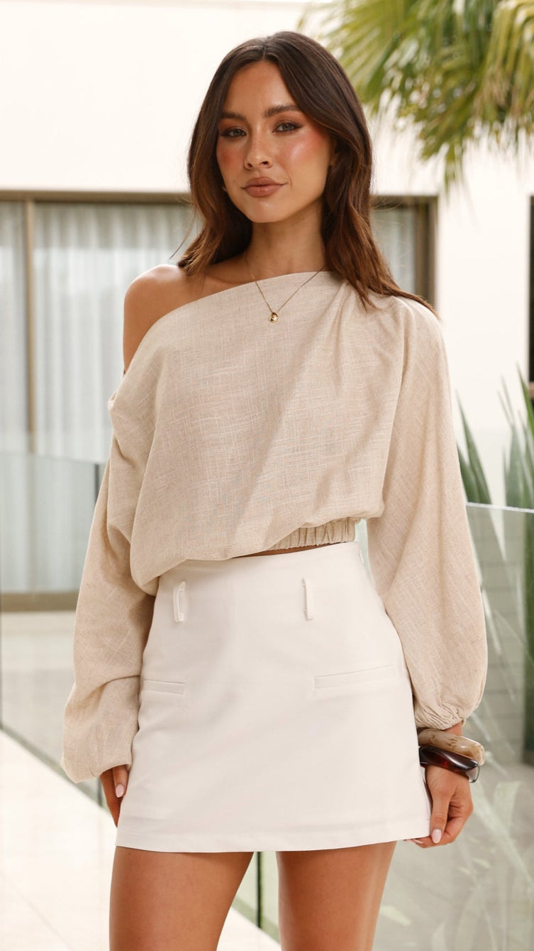 Katara Off Shoulder Top for Women - Flowy Summer Blouse, Boho Chic Natural Cotton Shirt - Perfect for Beach Vacations, Music Festivals & Date Nights