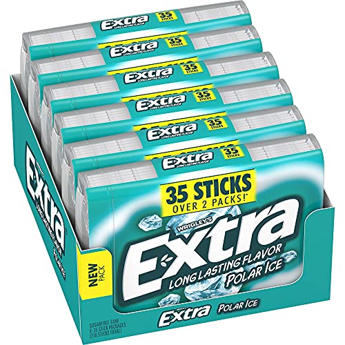 Sugar-Free Polar Ice Chewing Gum - 35 Pieces (6 Packs) | Bulk Wholesale Minty Fresh Breath Gum for Office, Travel & Daily Use