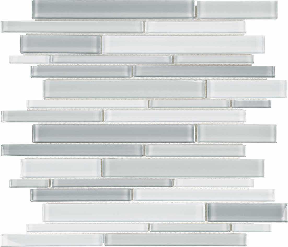 Multi-Grey Glass Mosaic Tile Strip - Peel and Stick Backsplash for Kitchen & Bathroom Decor