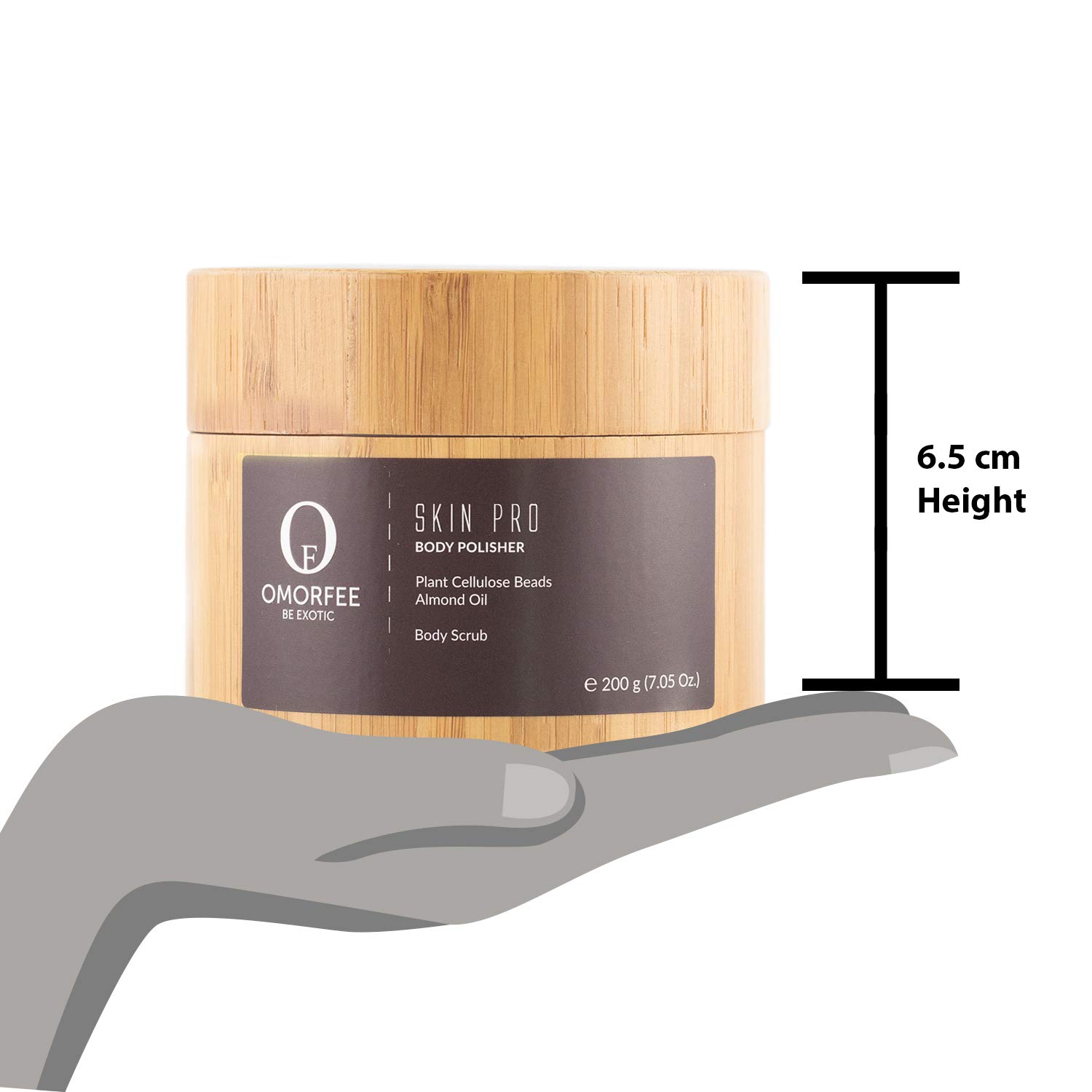 OMORFEE Organic Skin Pro Body Polisher - Exfoliating Body Scrub with Mango Butter, Almond Oil & Vitamin E | Natural Plant Cellulose Beads | 200g (7.05oz) | For Smooth, Glowing Skin - Perfect for Spa Day & Post-Workout Refreshment