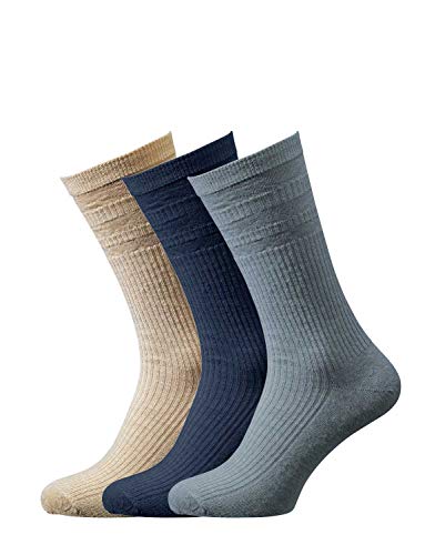 Men's Wide Fit Soft Top Wool Rich Socks - Comfortable Winter Thermal Socks for Hiking, Outdoor Activities & Daily Wear
