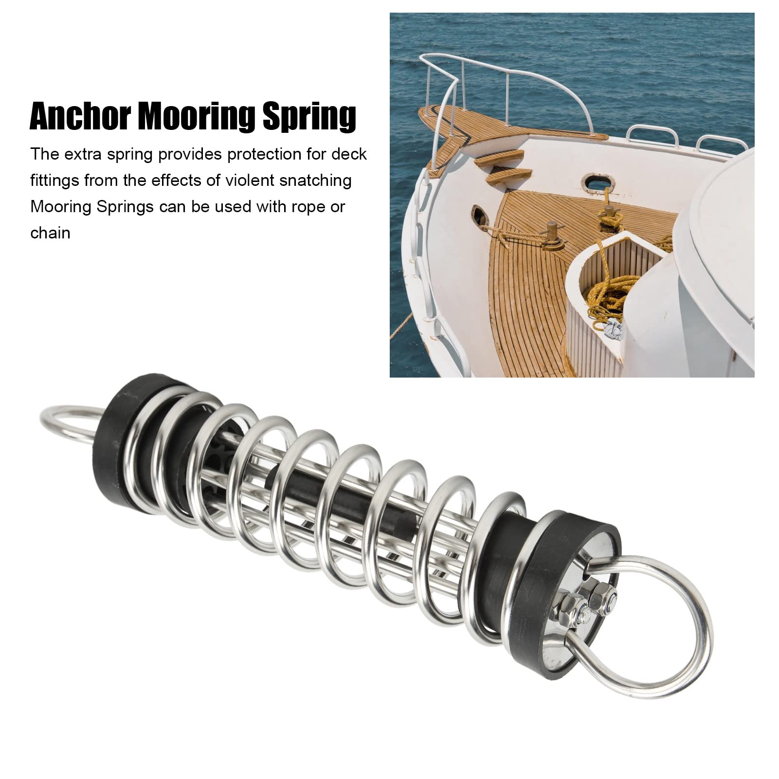 Stainless Steel Marine Mooring Spring for Boats & Yachts - 11mm Heavy Duty Dock Line Anchor Replacement - Perfect for Docking, Mooring & Marine Applications