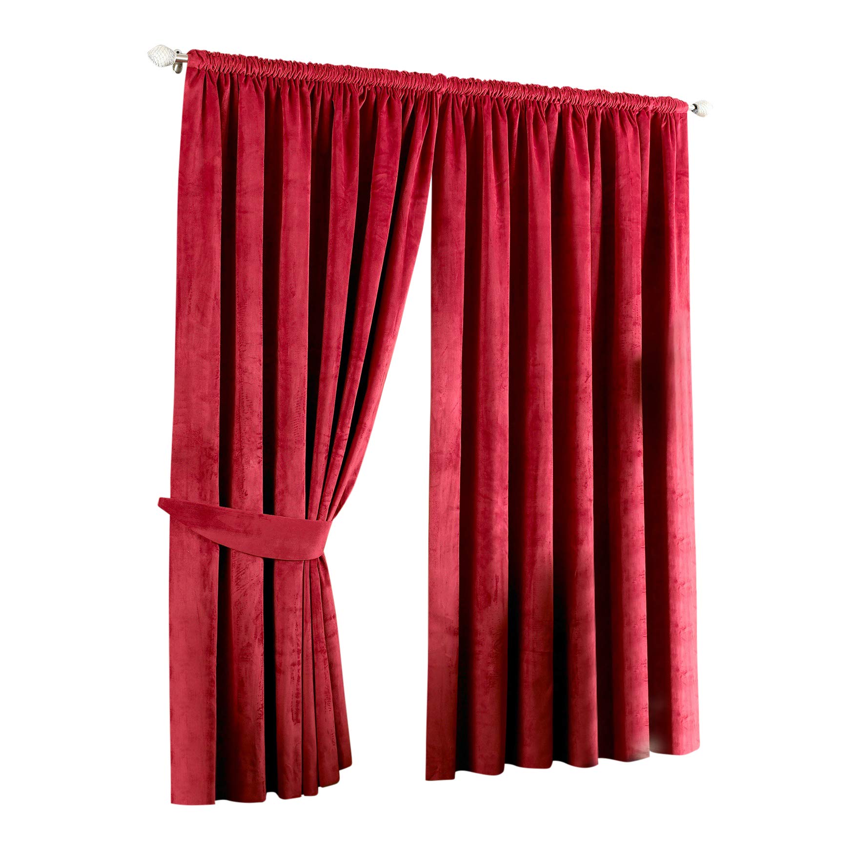 Premium Imperial Pencil Pleat Curtains 90x72 Inches - Classic Red Window Drapes for Living Room, Bedroom & Home Decor