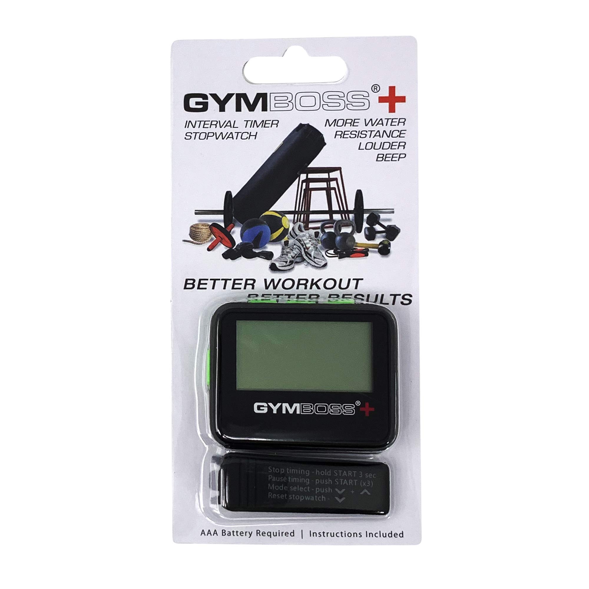 Gymboss Plus Interval Timer and Stopwatch - Black/Green Softcoat for Workouts, HIIT Training, Boxing, and Fitness Tracking