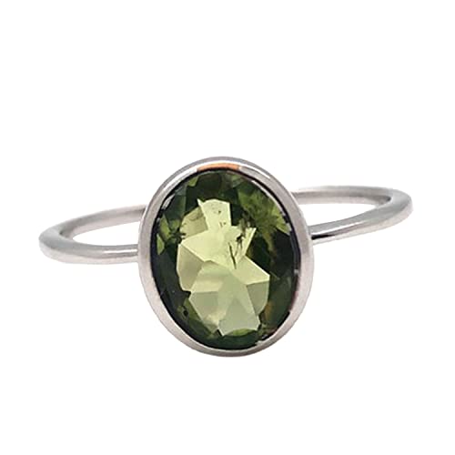 Peridot Birthstone Rings for August - 925 Sterling Silver Green Gemstone Rings for Women - Oval Stackable Rings for Everyday Wear & Gift Giving