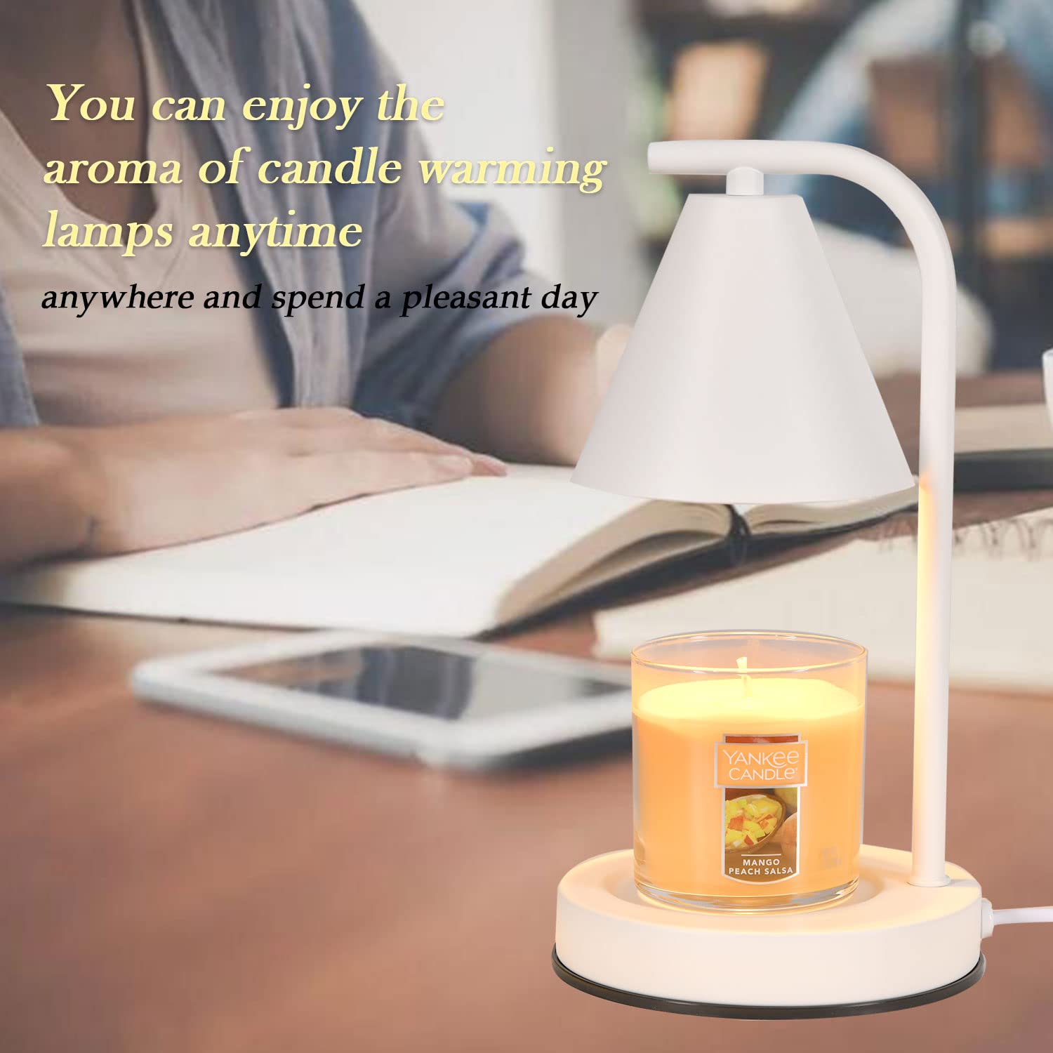 Electric Candle Warmer Lamp - Dimmable Wax Melt Warmer for Scented Jar Candles with 2 Bulbs, Housewarming Gift for Women & Mom, White Home Decor for Bedroom, Living Room & Office Relaxation