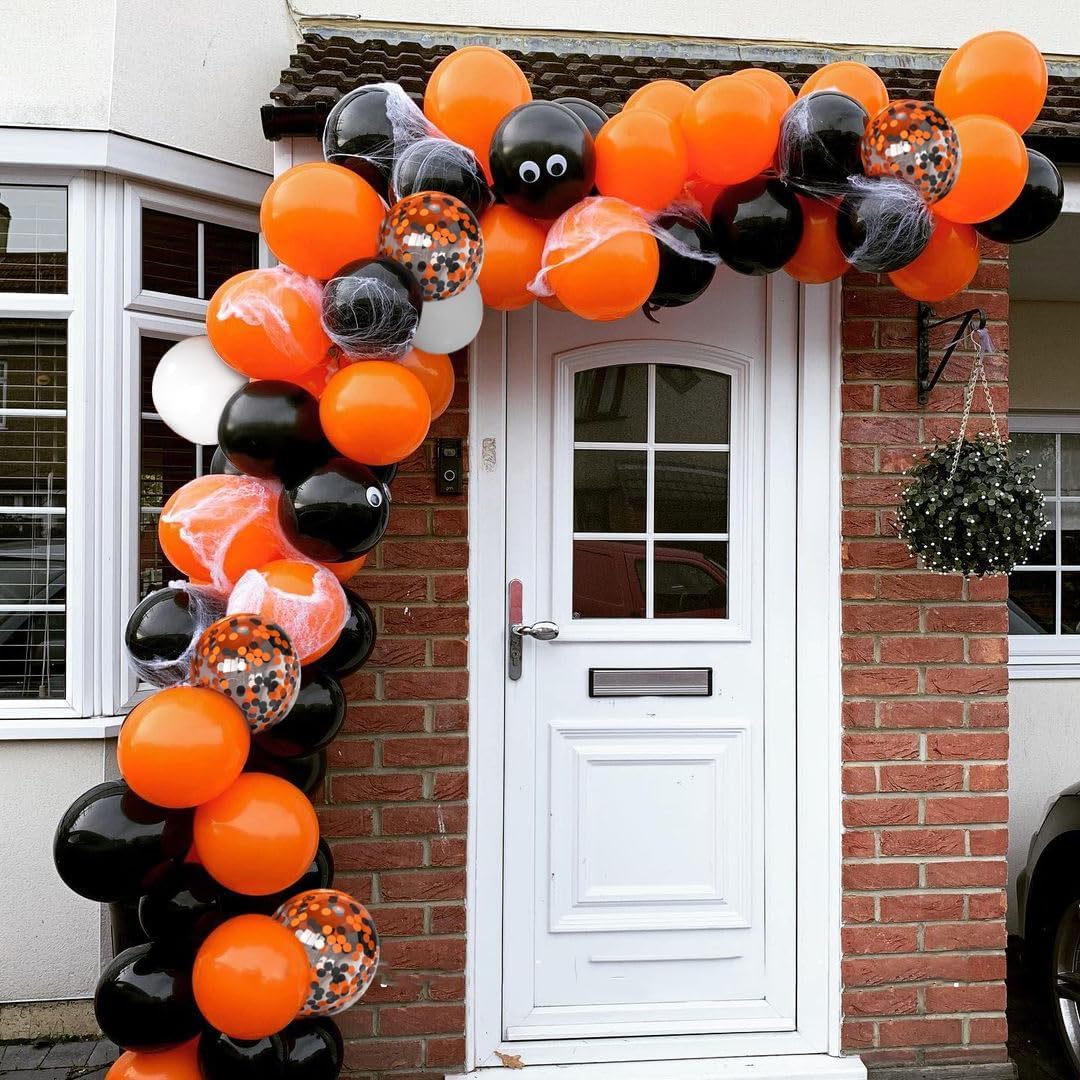 50 Pack Halloween Balloons - 12 Inch Black and Orange Confetti Balloons for Halloween Party Decorations, Birthday, Baby Shower & Fall Festival Decor