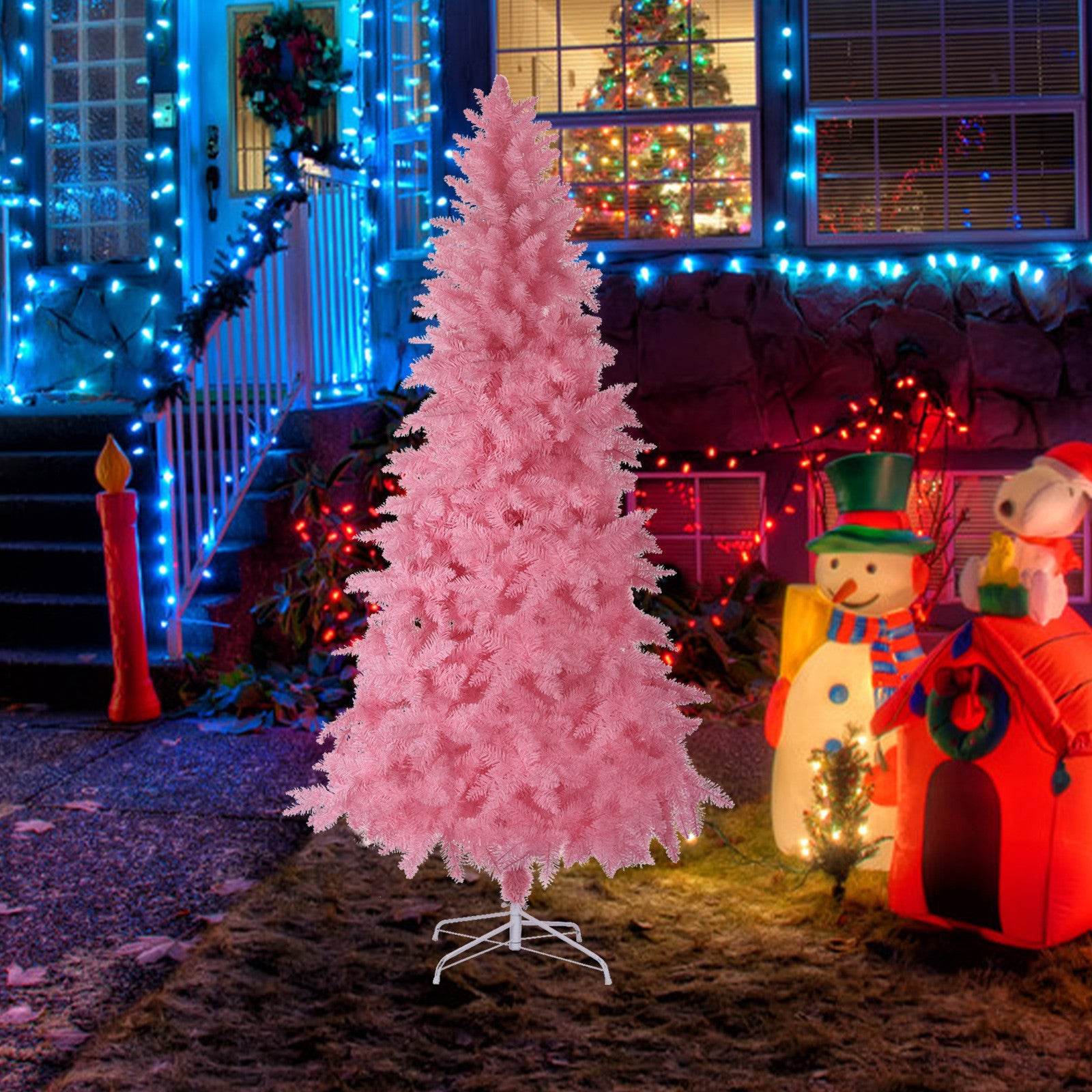 8ft Pink Artificial Christmas Tree - Kawaii Style Holiday Decor for Home, Office & Party | Fluffy Branches & Easy Setup