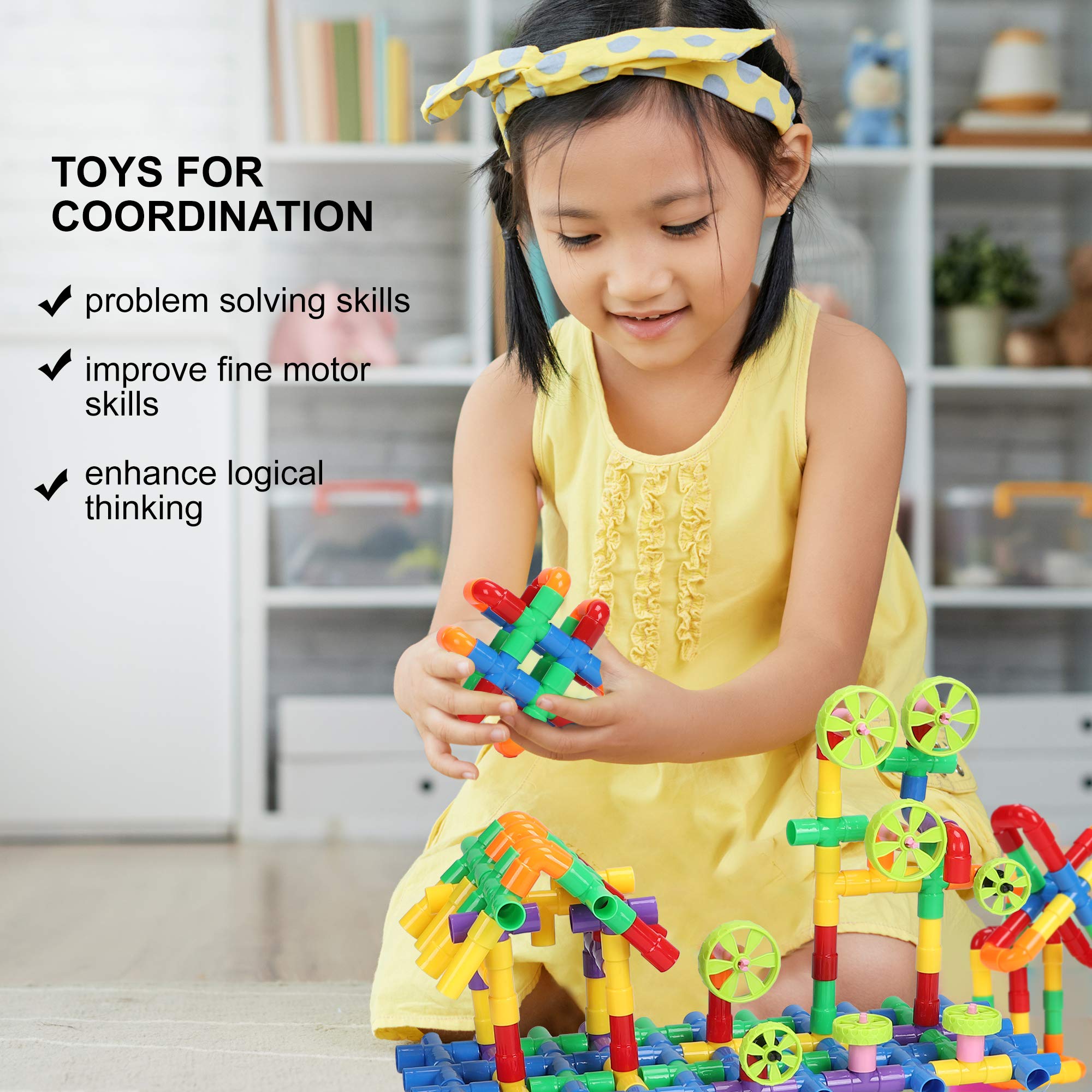 STEM Educational Building Blocks Toy Kit for Kids Ages 3-8 - Creative Construction Learning Toys for Toddlers & Preschool Boys & Girls - Perfect for Classroom, Birthday Gifts & Indoor Playtime Activities